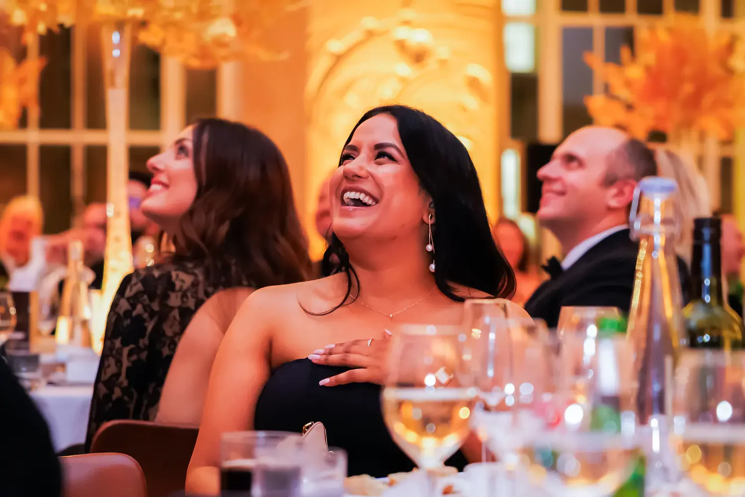 Candid moment during a company party speech