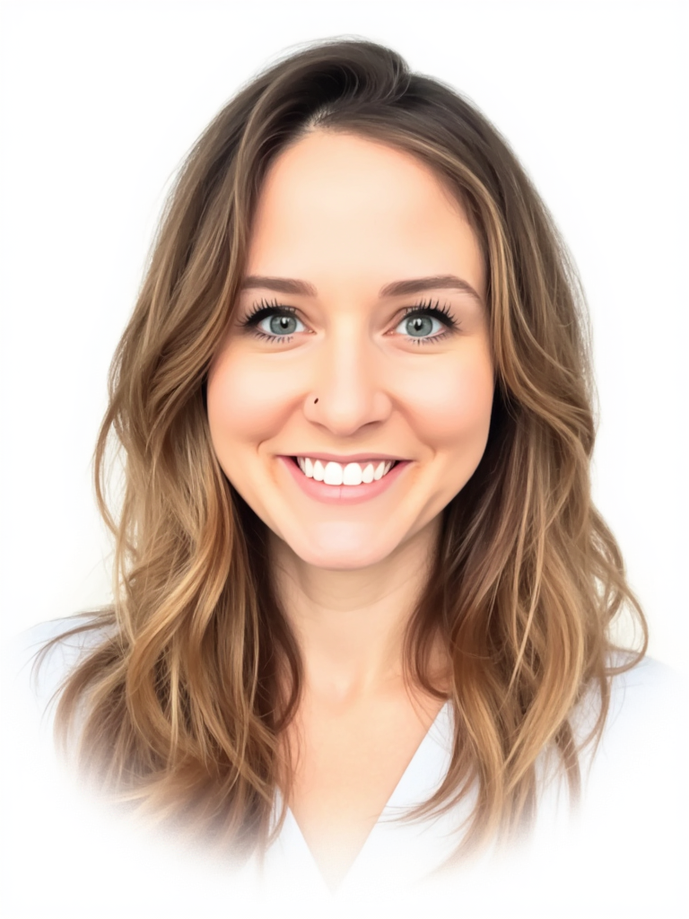 Professional headshot of a woman with shoulder-length brown hair, smiling and looking directly at the camera