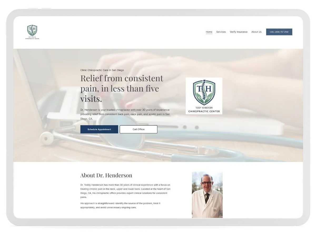 Teddy Henderson Chiropractor San Diego Website Design - Case Study