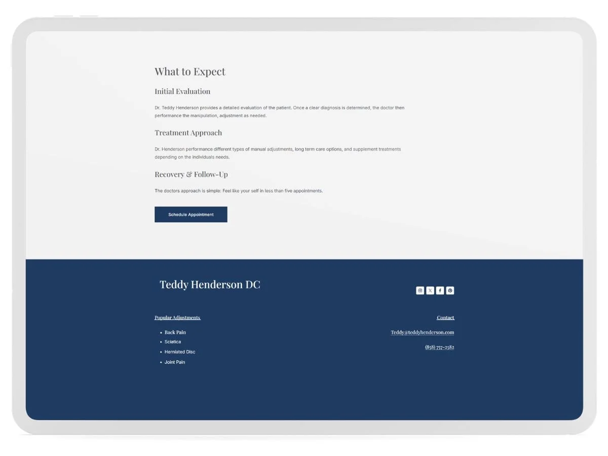 Teddy Henderson Chiropractor San Diego Website Design - Case Study 5