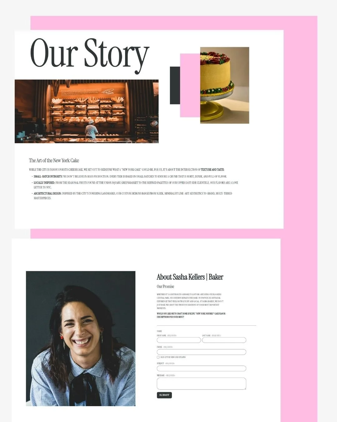 Bakery Website Design - About Us