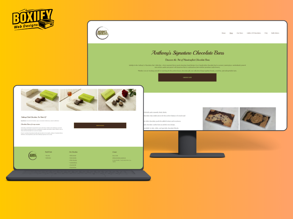 Anthony Chocolates - Artisan chocolates web designs - Boxify Web Designs