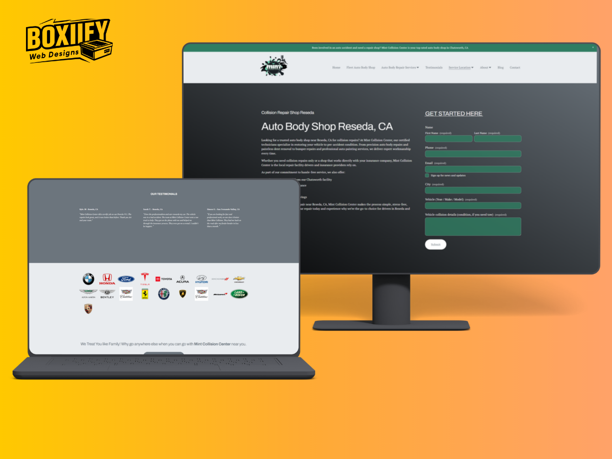 Auto collision Website Design Services - Boxify Web Designs