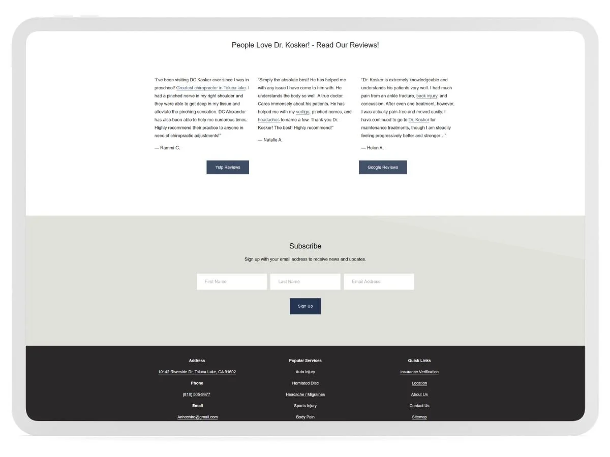 Kosker Chiropractic Web Design - 3