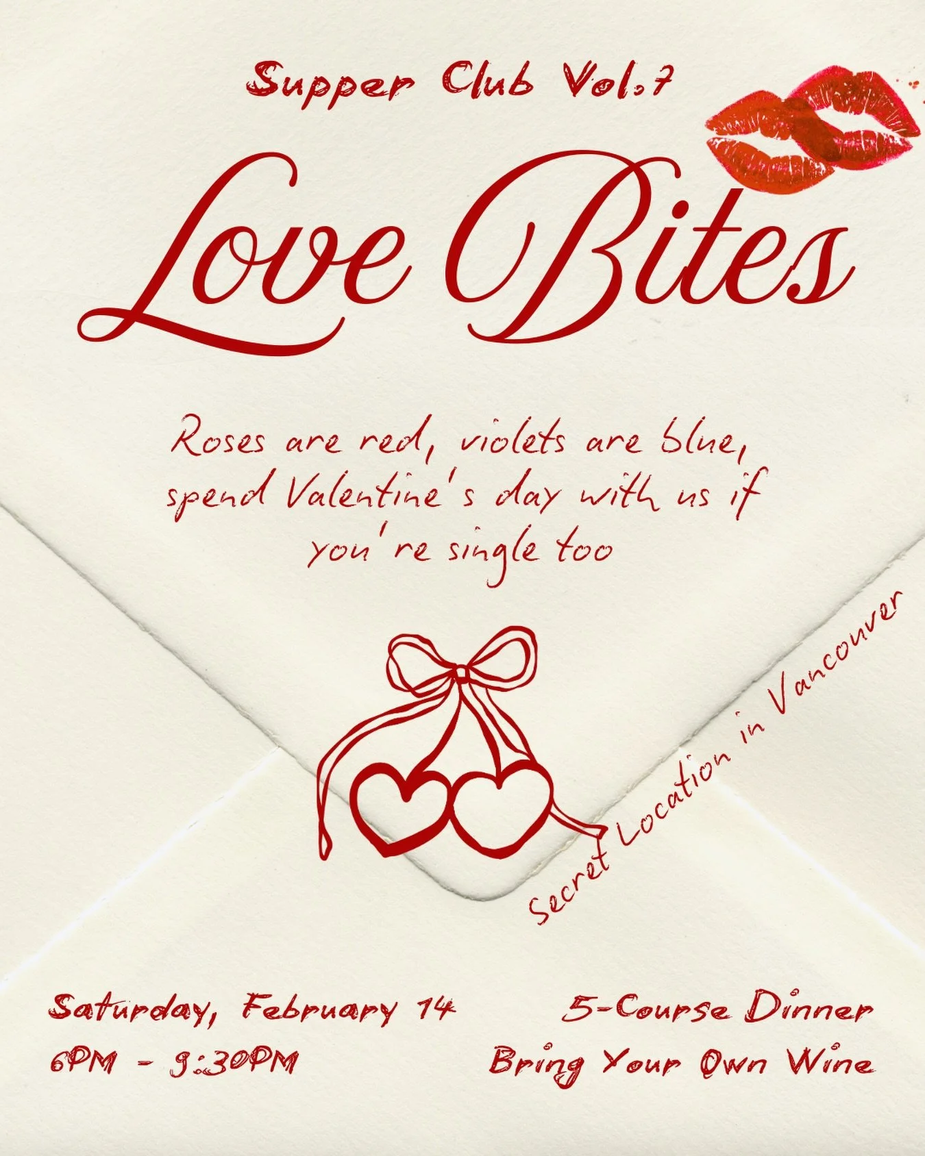 This Valentine&rsquo;s Day, we&rsquo;re skipping the pressure and leaning into pleasure. Love Bites is our 7th volume supper club, a flirty, feel-good, five-course dinner designed for girls, girlfriends, and anyone who wants to romance themselves - w