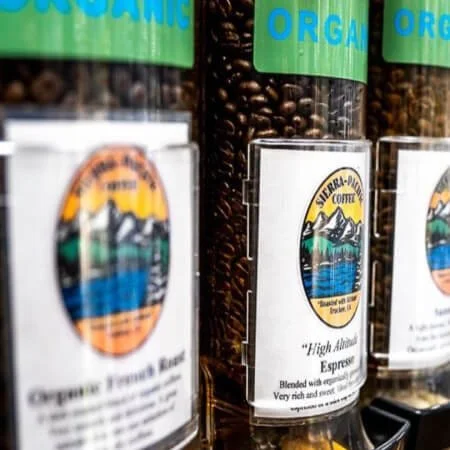 coffee beans in store bins