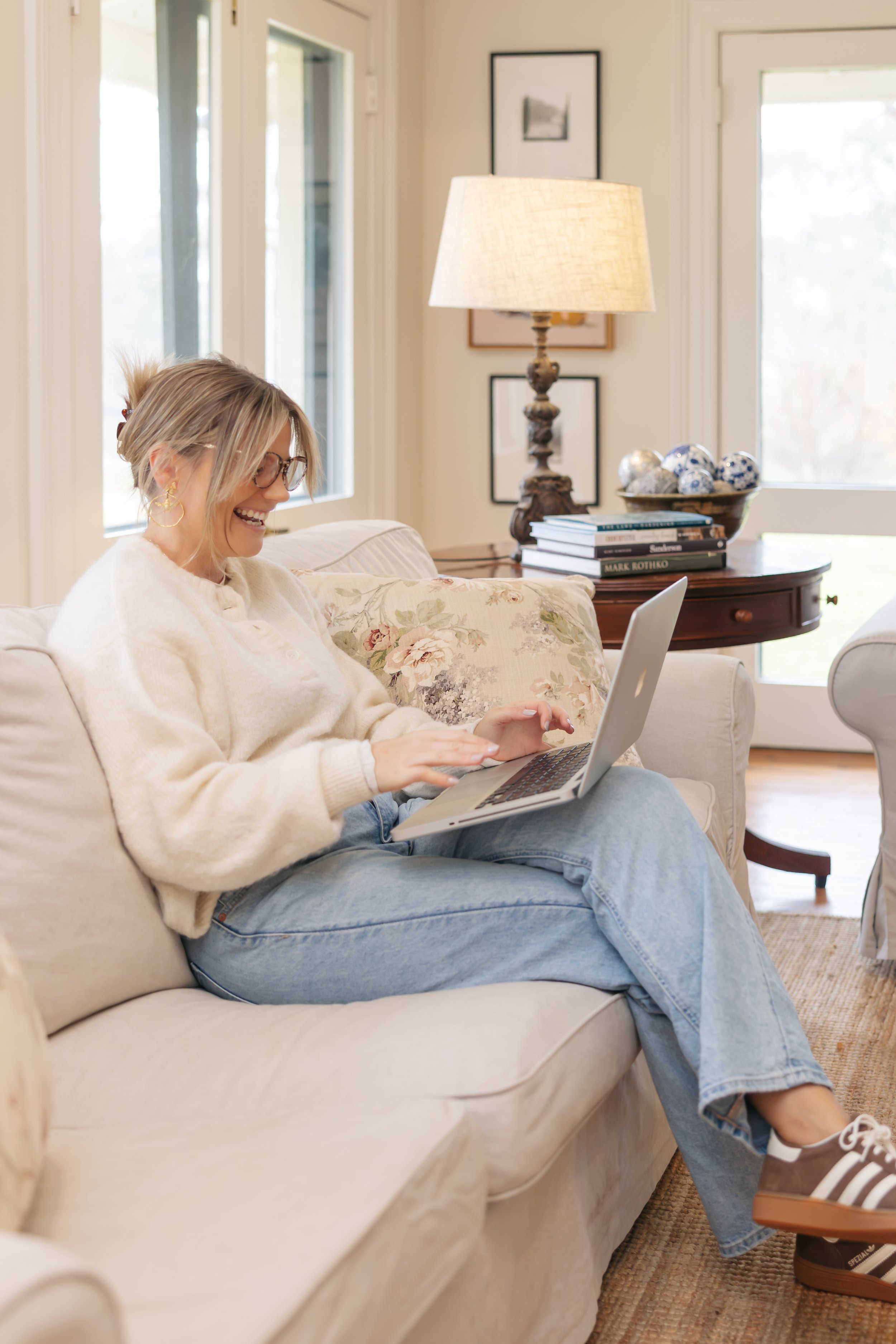 Millie Hardie, rural telehealth psychologist, connecting with clients across regional Australia from her bright home office