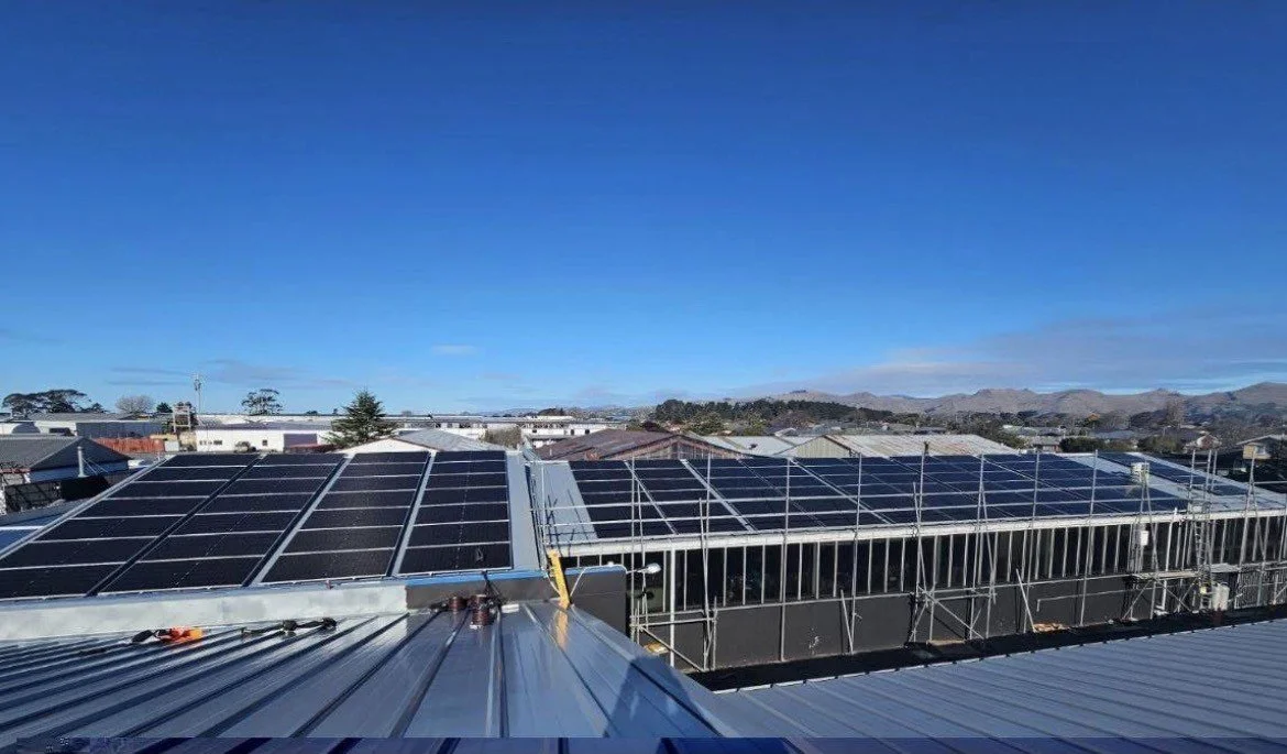 Commercial rooftop solar installation by Shox Electrical in Christchurch