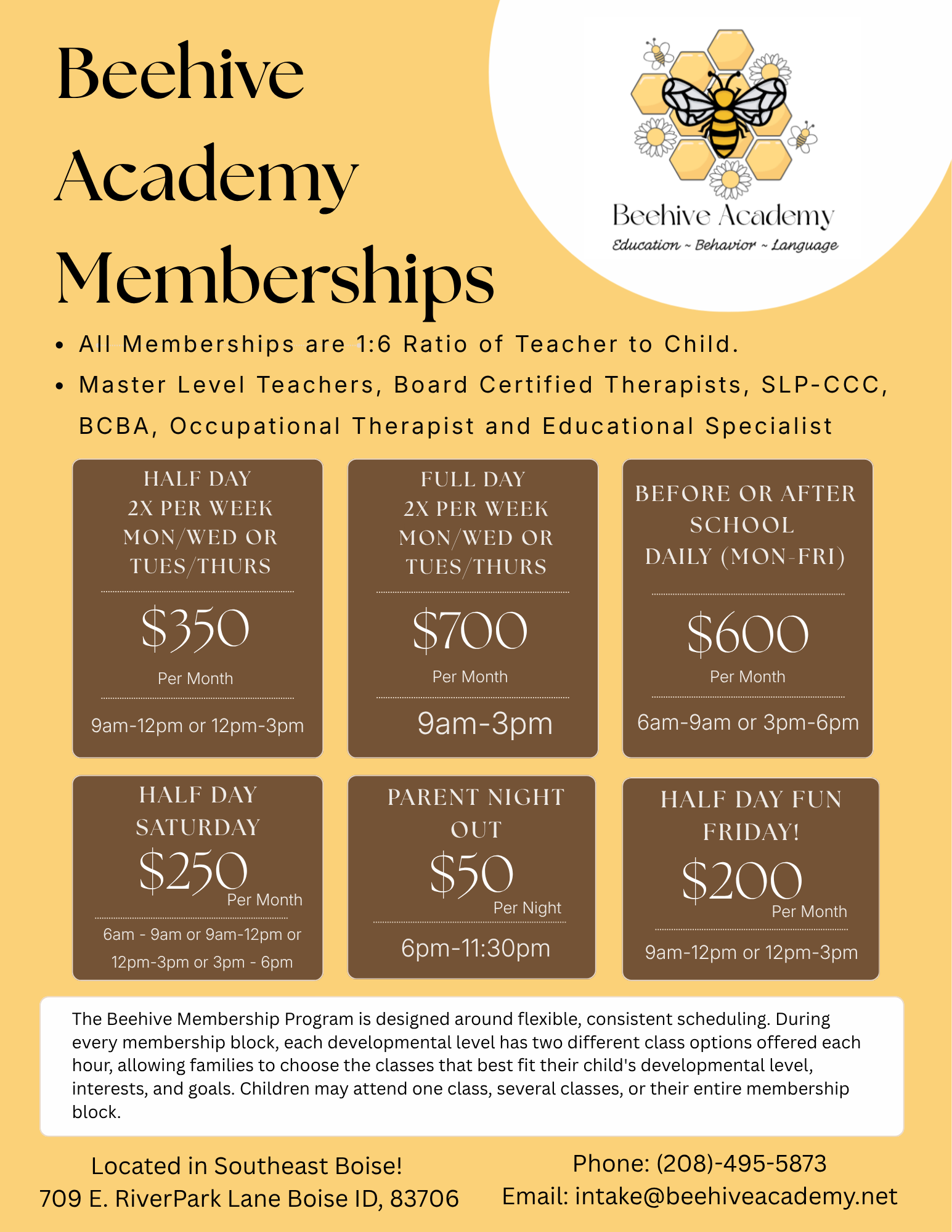 Full-Day Membership — $700/month