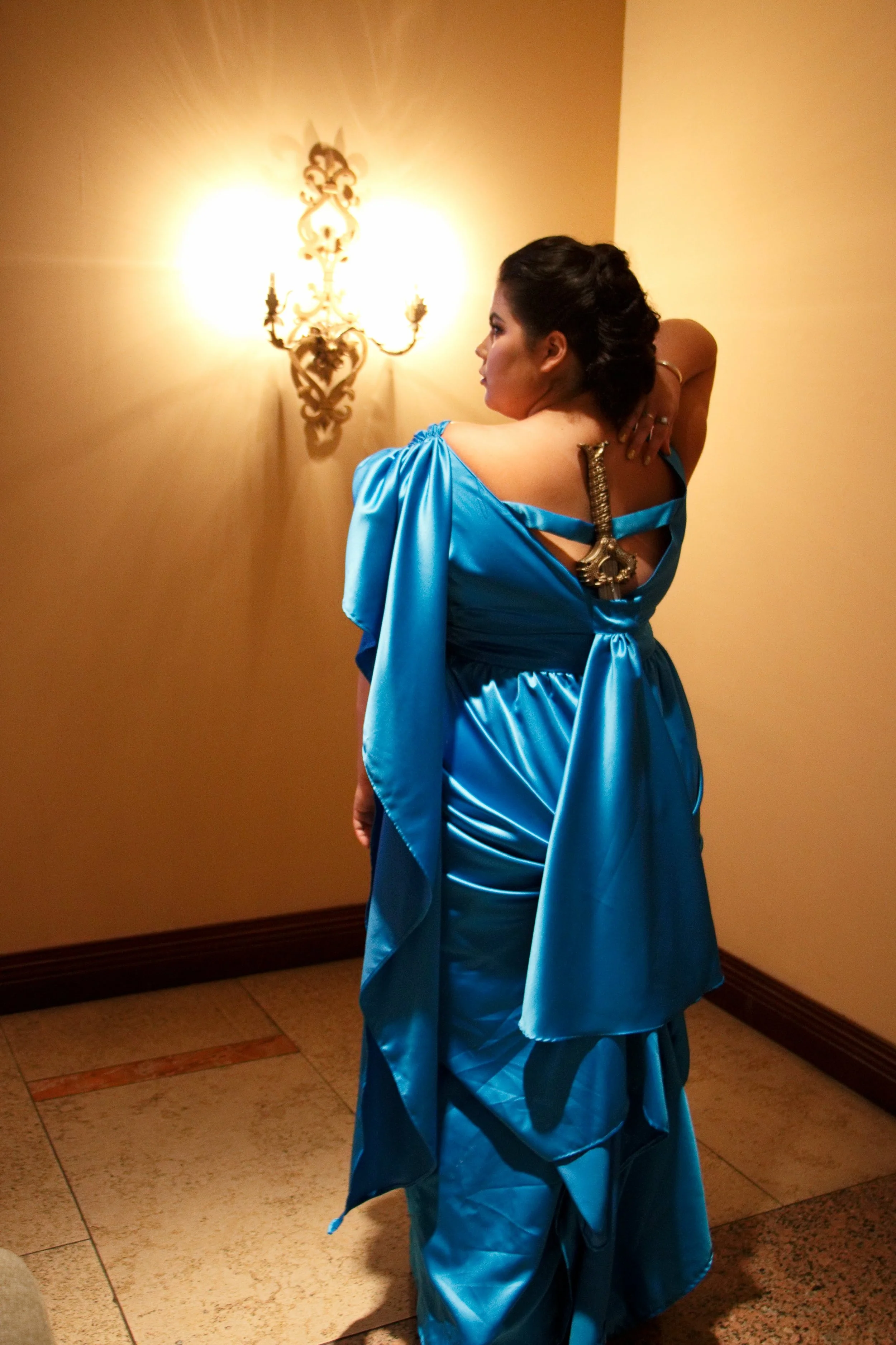 Wonder Woman “Blue Goddess” Gown – One-of-a-Kind Cosplay (Waist 40 in)