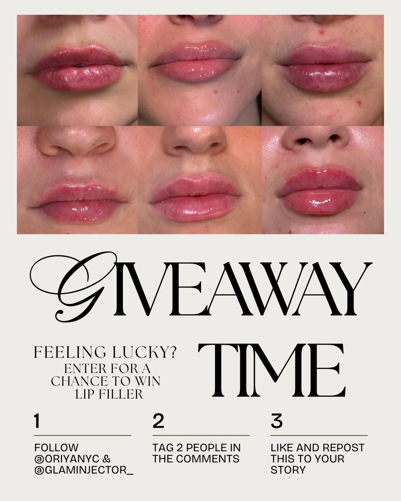 🍀 St. Patrick&rsquo;s Day Giveaway 🍀

Feeling lucky? This St. Patrick&rsquo;s Day, we&rsquo;re giving you the chance to win the perfect pout. 💋

✨ ONE lucky person will win lip filler ✨

Here&rsquo;s how to enter:
1️⃣ Follow @oriyanyc &amp; @glami