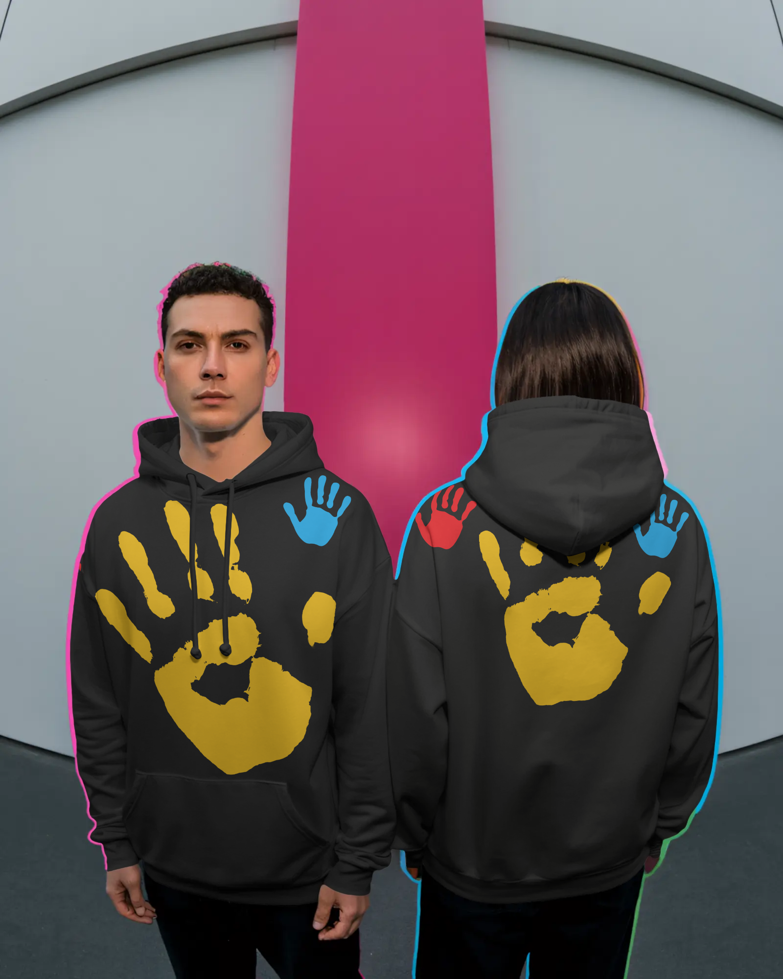 Vibrant Handprint Graphic Hoodie