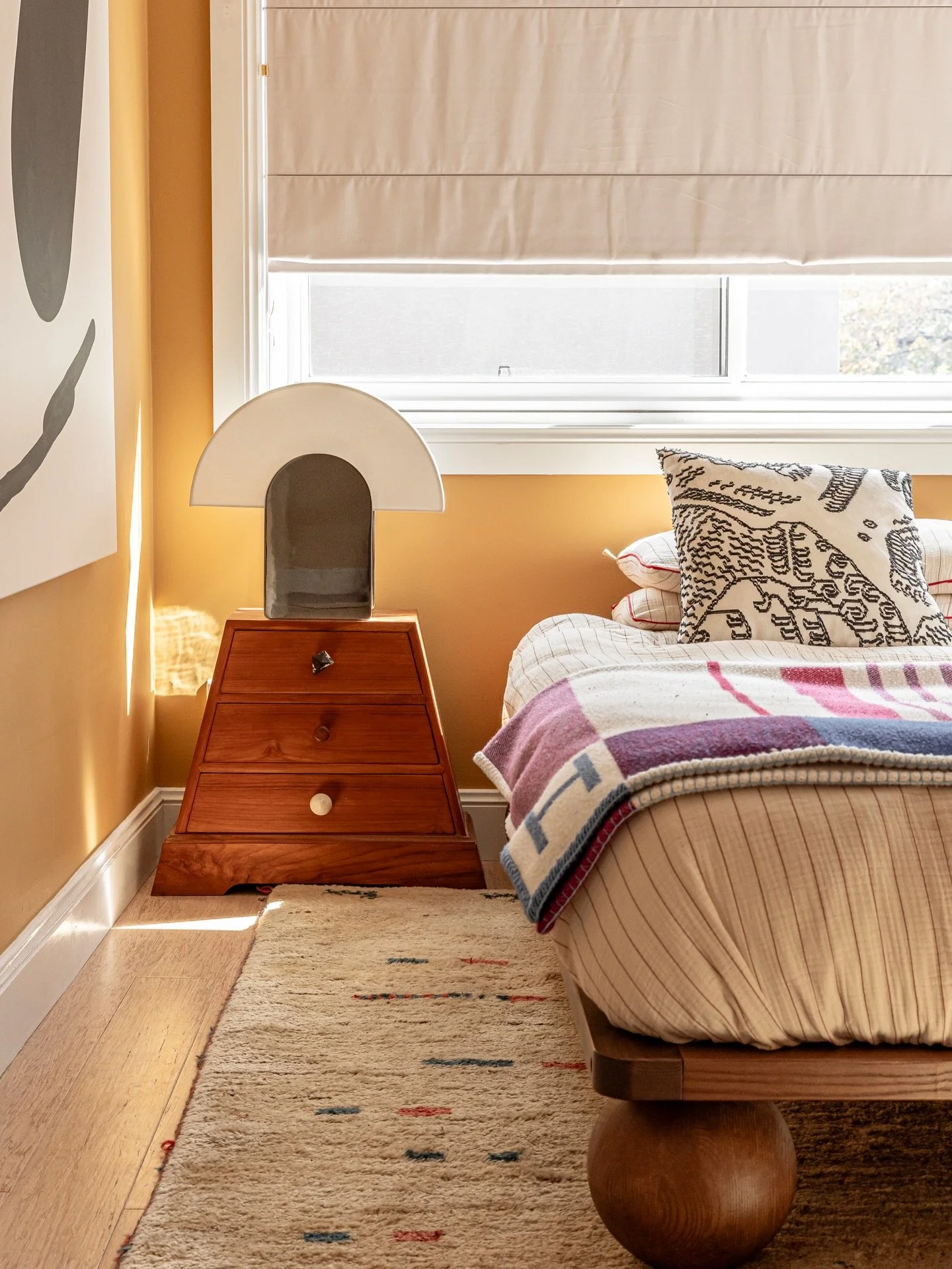 GEORGE&rsquo;S ROOM.

My little G-Units&rsquo; makeover. Again, the elite walnut bed and bedding from @sacredbundle - with gorgeous tobacco walls, new Roman&rsquo;s by @drape.co and art, always ART. 

CL xx

Photography by @chloelambert_photography 
