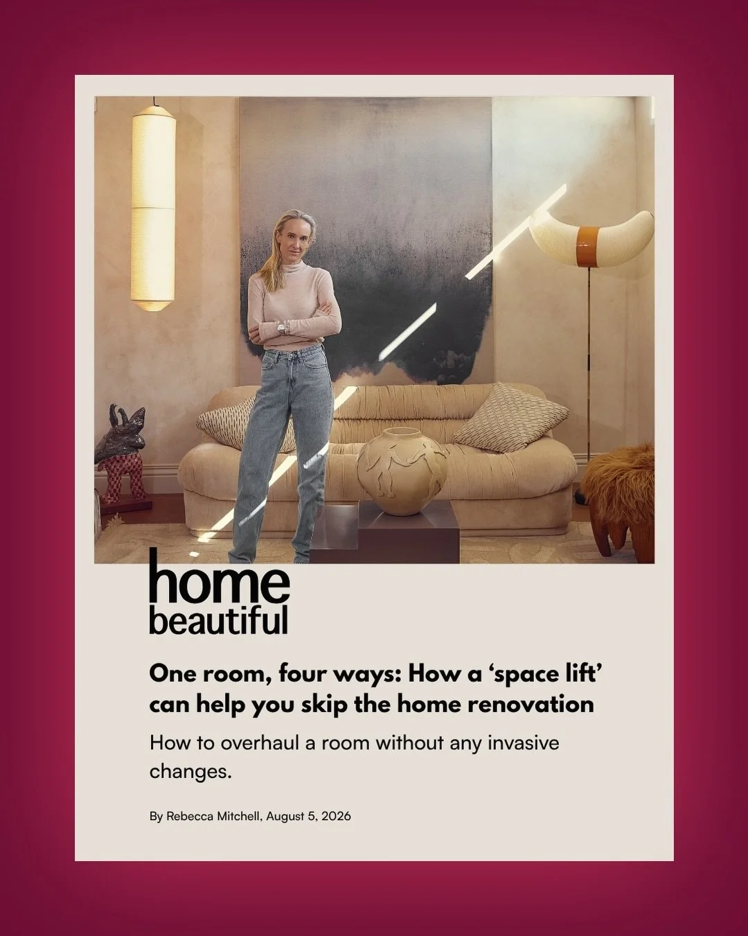 Thank you to @homebeautiful for featuring my SPACE LIFT philosophy and the idea that homes don&rsquo;t always need a major renovation. 
Some of my favourite projects - including my own living room, and many featured throughout Shaping Spaces - are pr