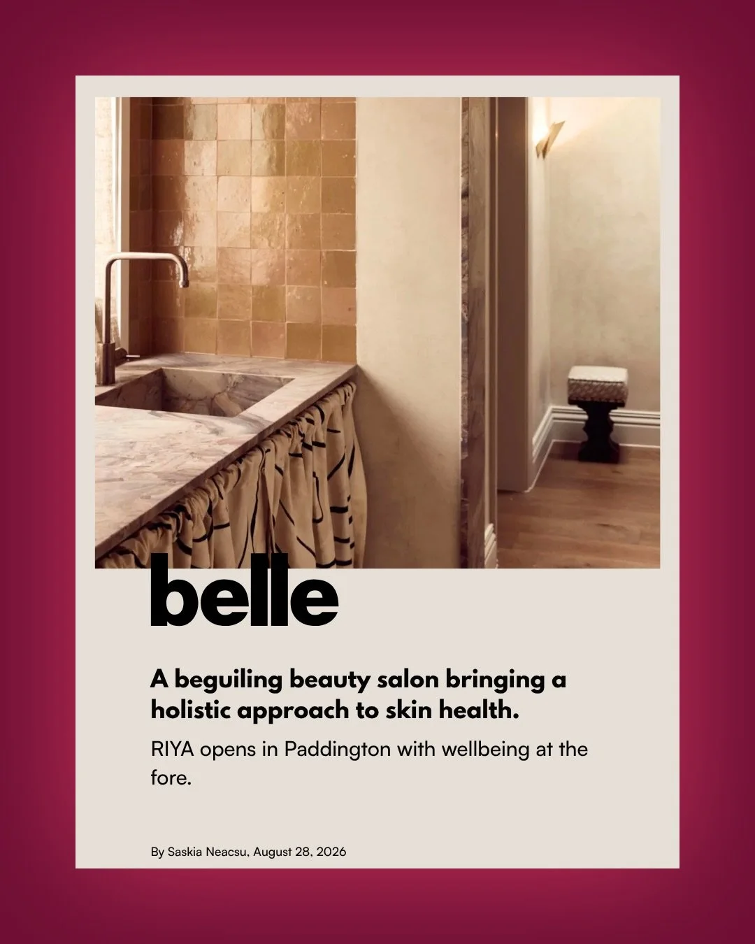 Thank you to @bellemagazineau @homestoloveau and @saskianeacsu for featuring RIYA Studios - one of my favourite projects to date.

RIYA began as a quite literally a blank canvas, and the challenge was to completely reimagine what a skin clinic could 