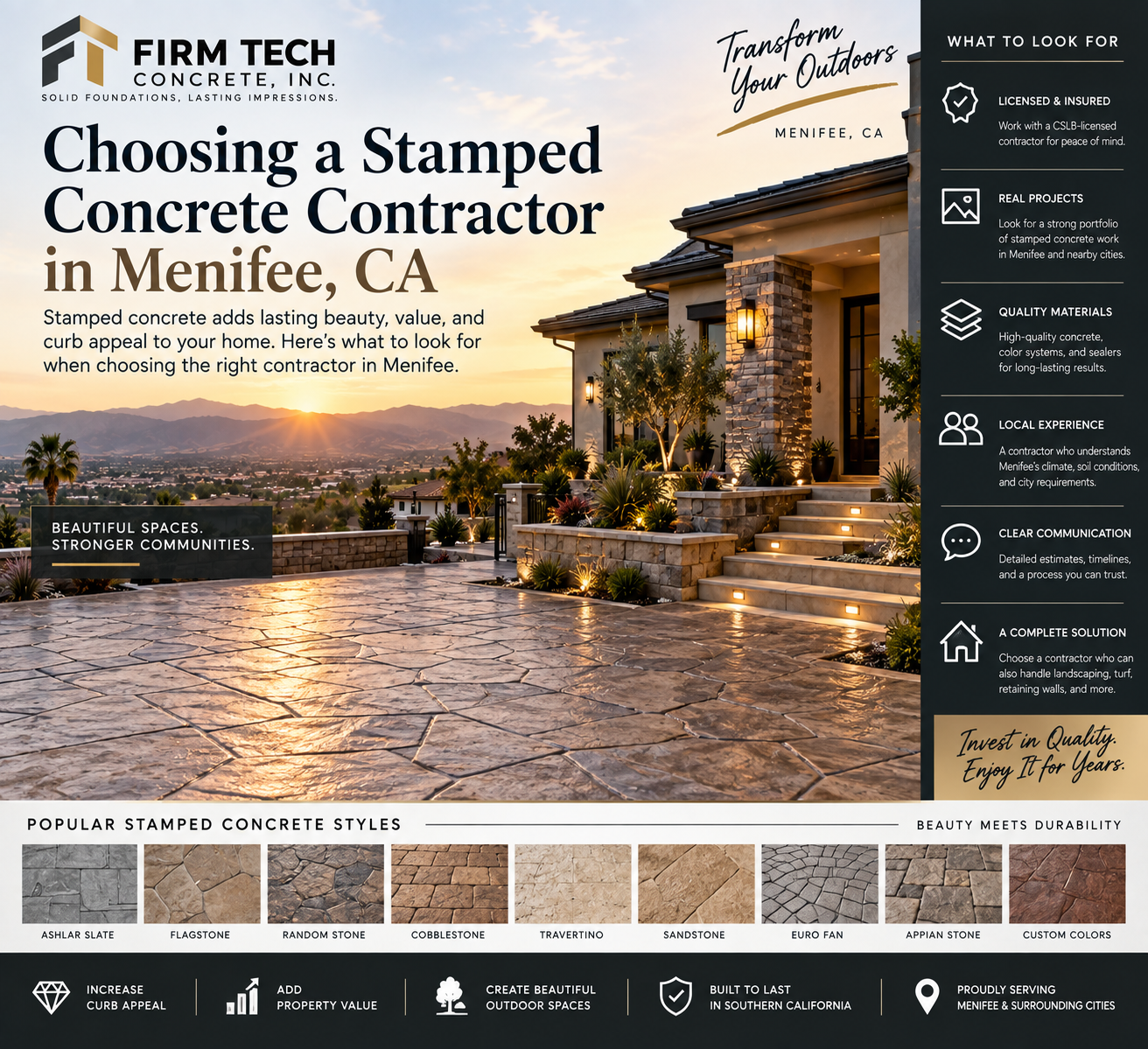 Choosing a Stamped Concrete Contractor in Menifee, CA | Firm Tech