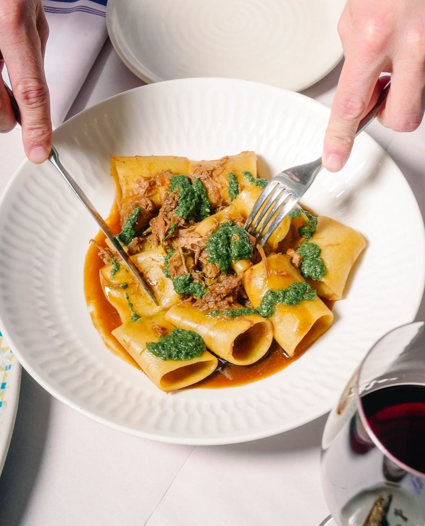 Pork Jowl Paccheri &mdash; pork broth enriched with horseradish gremolata. A standout from our spring menu.⁠
⁠
#Ronnies #RonniesMelbourne #PorkJowl #Paccheri #SpringMenu #MelbourneFoodies #MelbourneCBD #Rialto
