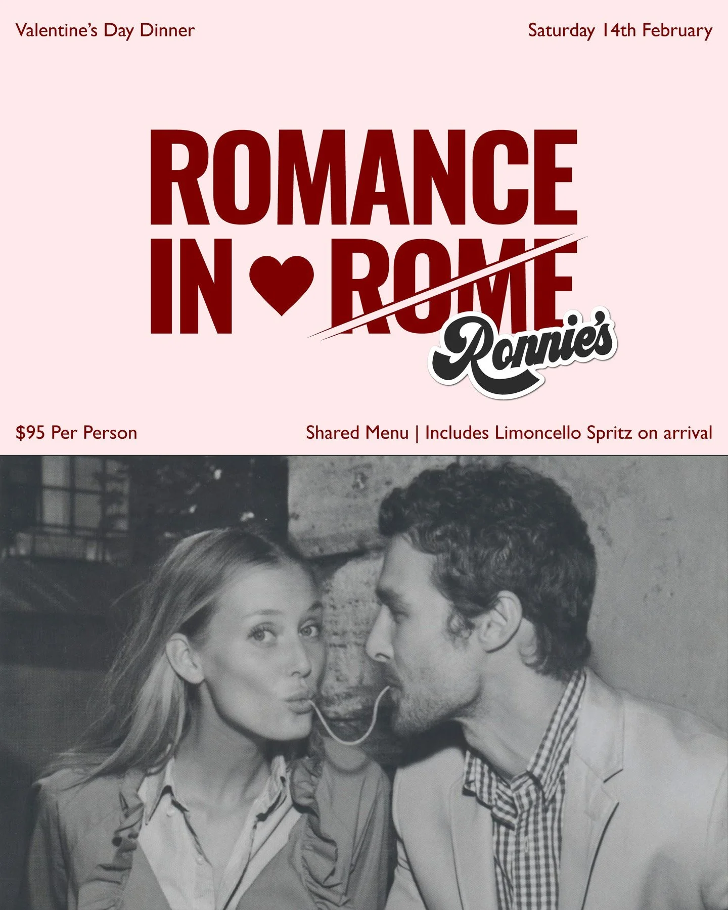 This Valentine&rsquo;s Day, Ronnie&rsquo;s invites you to Romance in R̶o̶m̶e̶ Ronnie&rsquo;s, a one-night-only celebration of Italian food and shared plates in an intimate, low-lit setting, right here in the Melbourne CBD. ❤️ 🍝⁠
⁠
Forget the flights