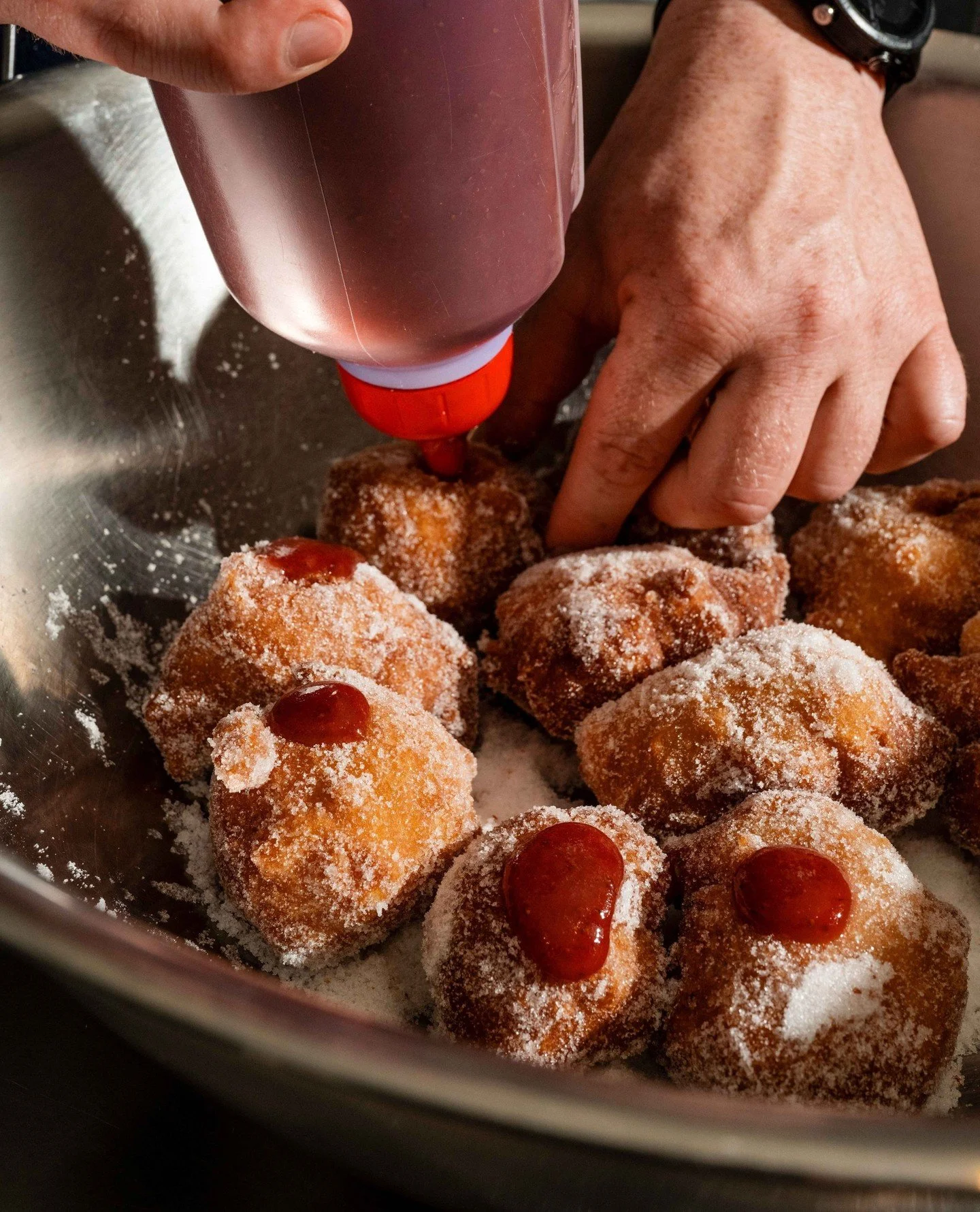 Zeppole. Sugar-tossed and served your way: plain, jam, or pistachio-filled. The dessert you deserve.⁠
⁠
#RonniesMelbourne #Zeppole #ItalianDessert #MelbourneDessert #MelbourneCBD
