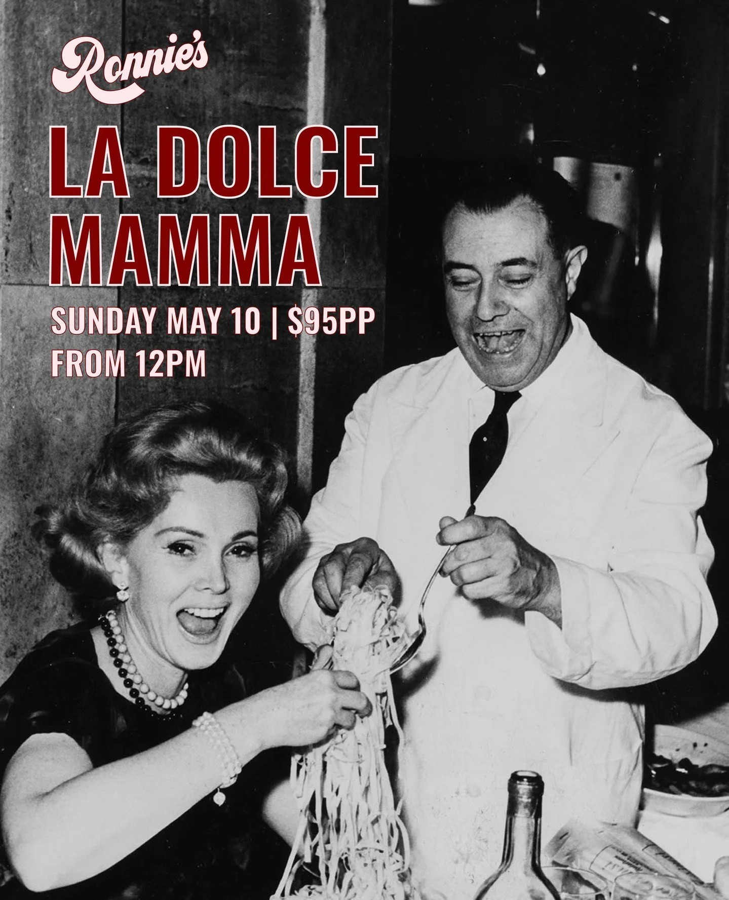 La Dolce Mamma 💐 Celebrate Mother&rsquo;s Day the Ronnie&rsquo;s way with a long lunch in Melbourne CBD. 🍝⁠
⁠
Join us from 12pm on Sunday 10 May for a shared menu of Ronnie&rsquo;s favourites, plus a glass of Prosecco on arrival for $95pp.⁠
⁠
Good 
