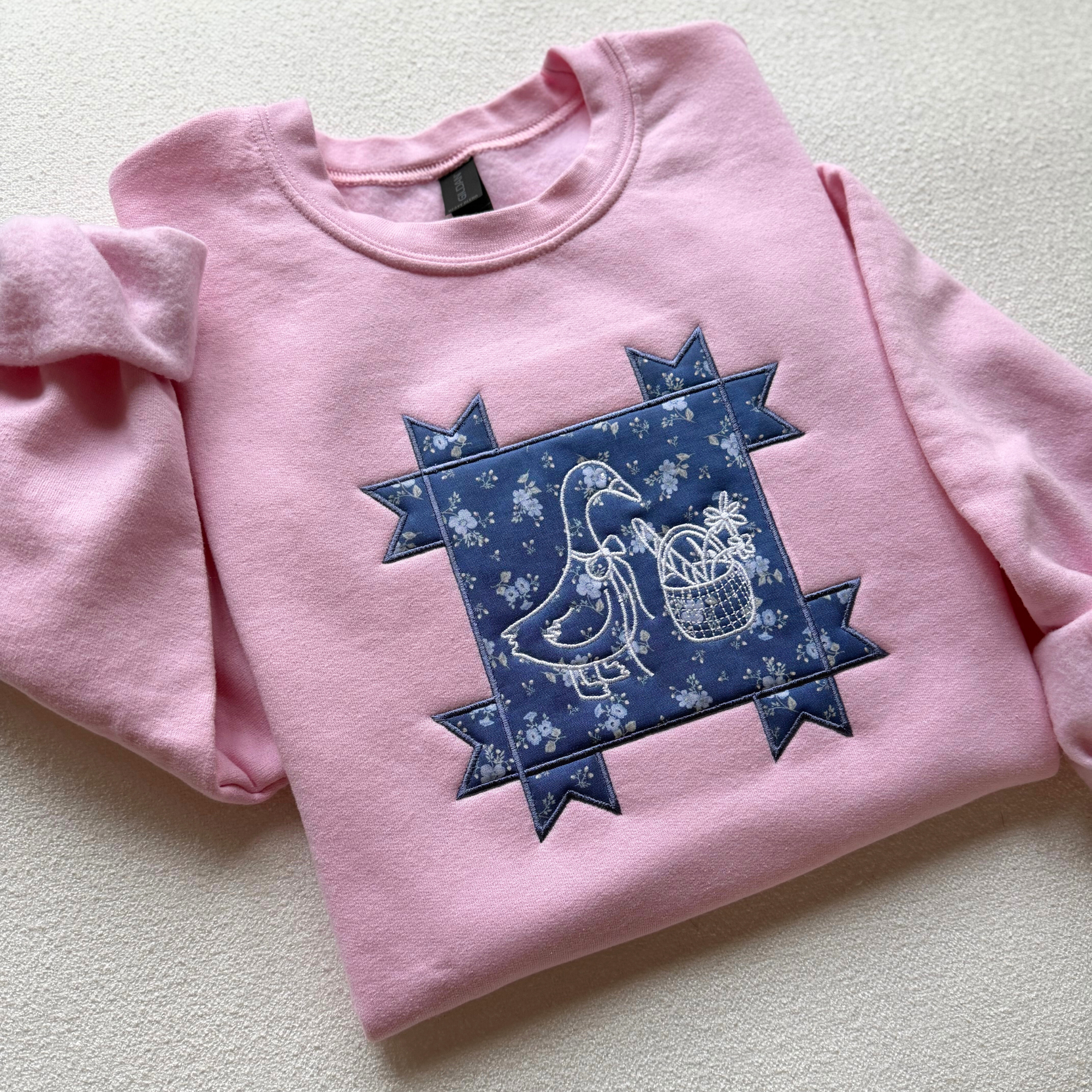 Cottagecore Goose — Applique Embroidered Gildan Crewneck