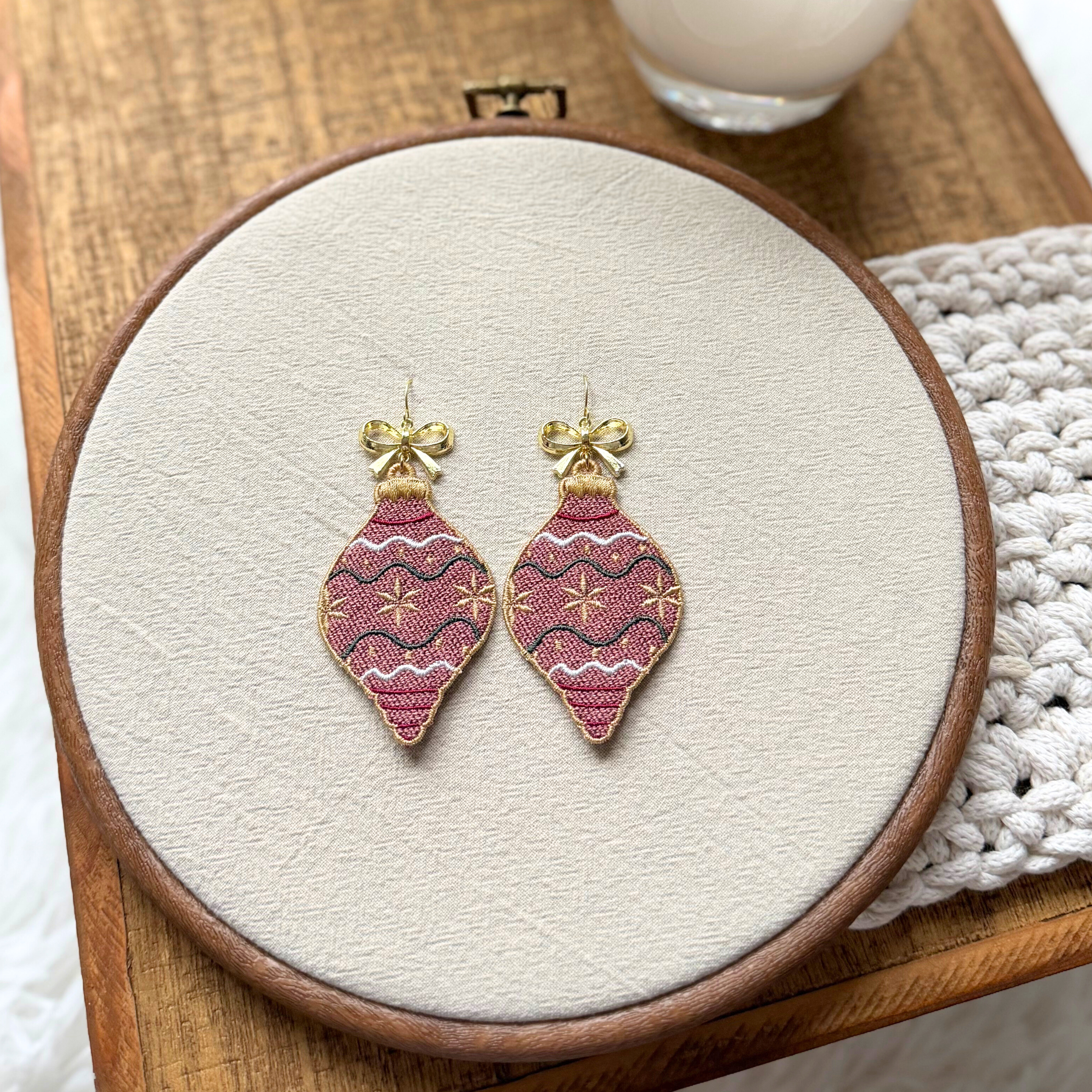 Vintage Christmas Ornament Lace Earrings