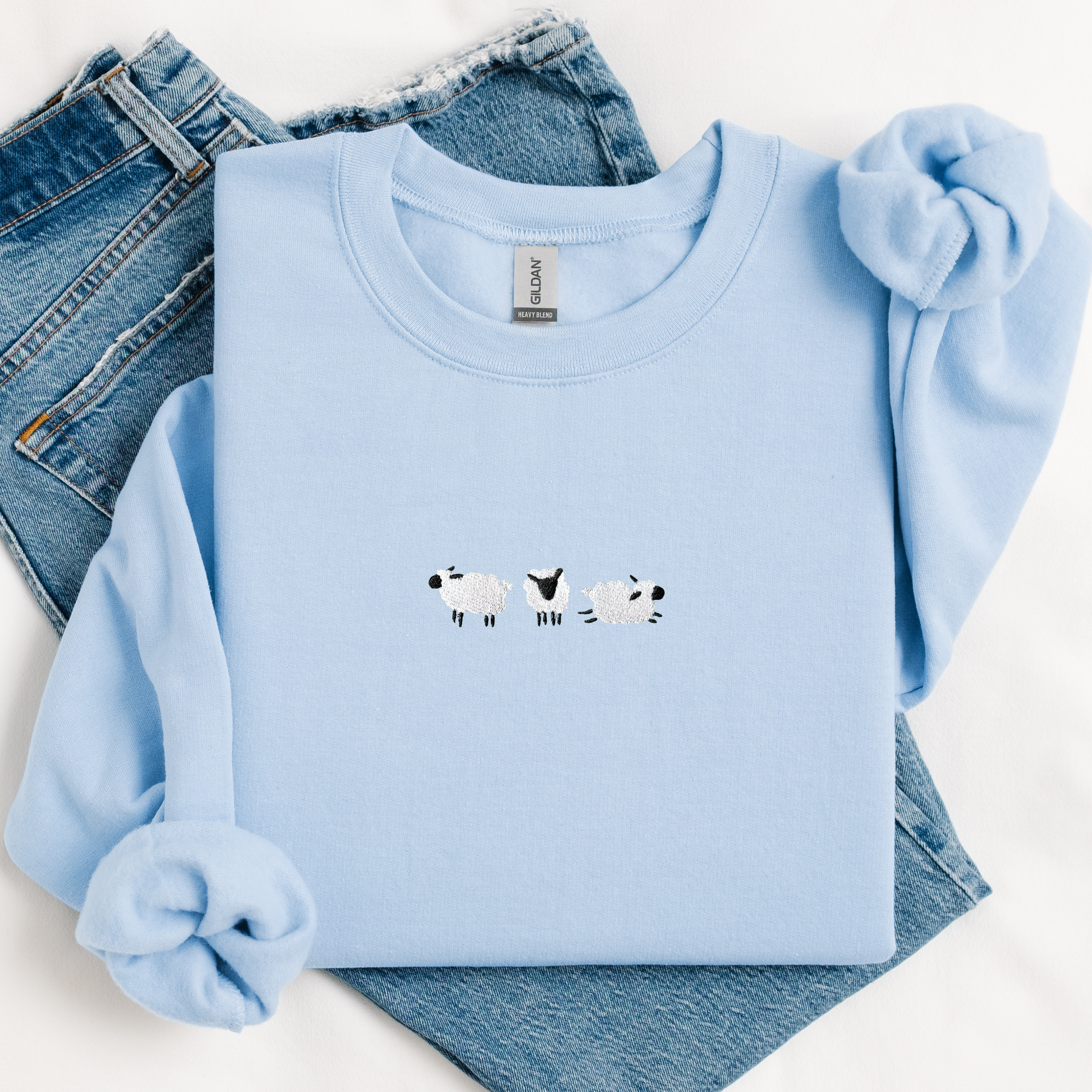 Blacknose Sheep — Embroidered Gildan Crewneck