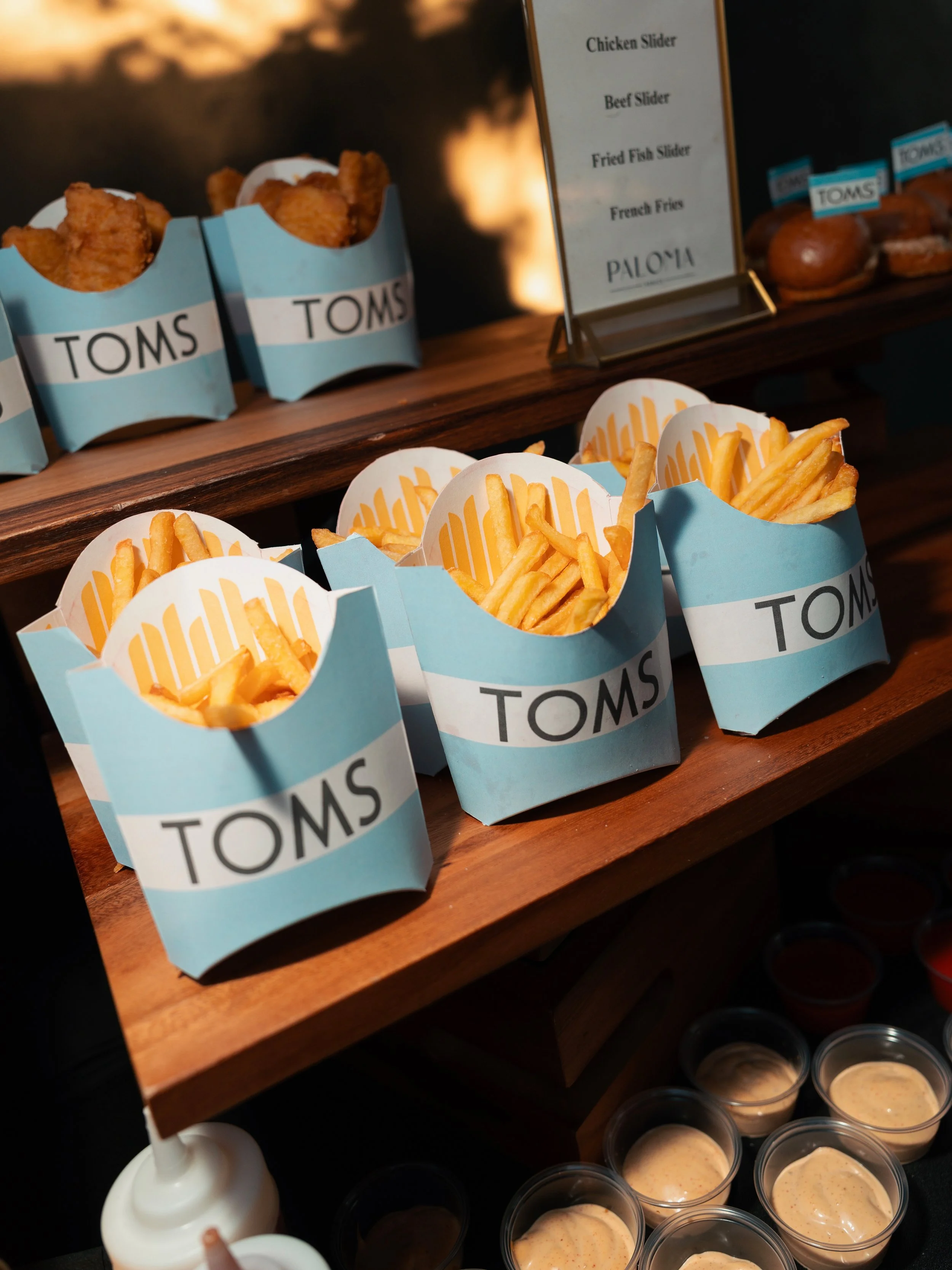 Treat guests to house-made fried fish, crispy fries, and custom branded catering at Paloma Venice, perfect for corporate events, holiday parties, and private gatherings.