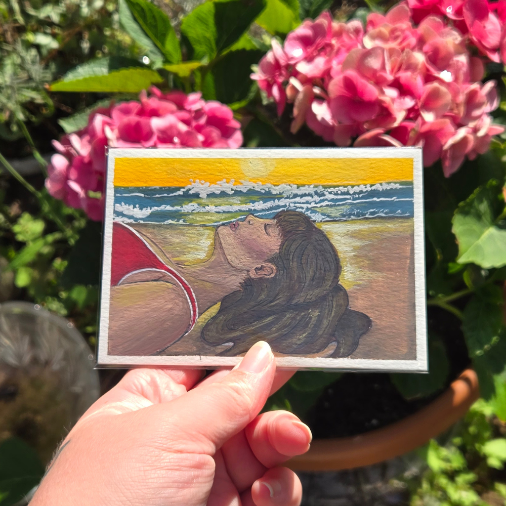 Vacation – Original 3.5x5 In Gouache Painting