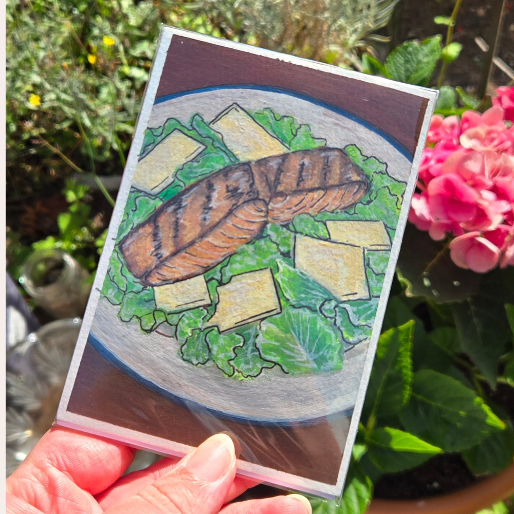 Comfort Food – Original 3.5x5 In Gouache Painting