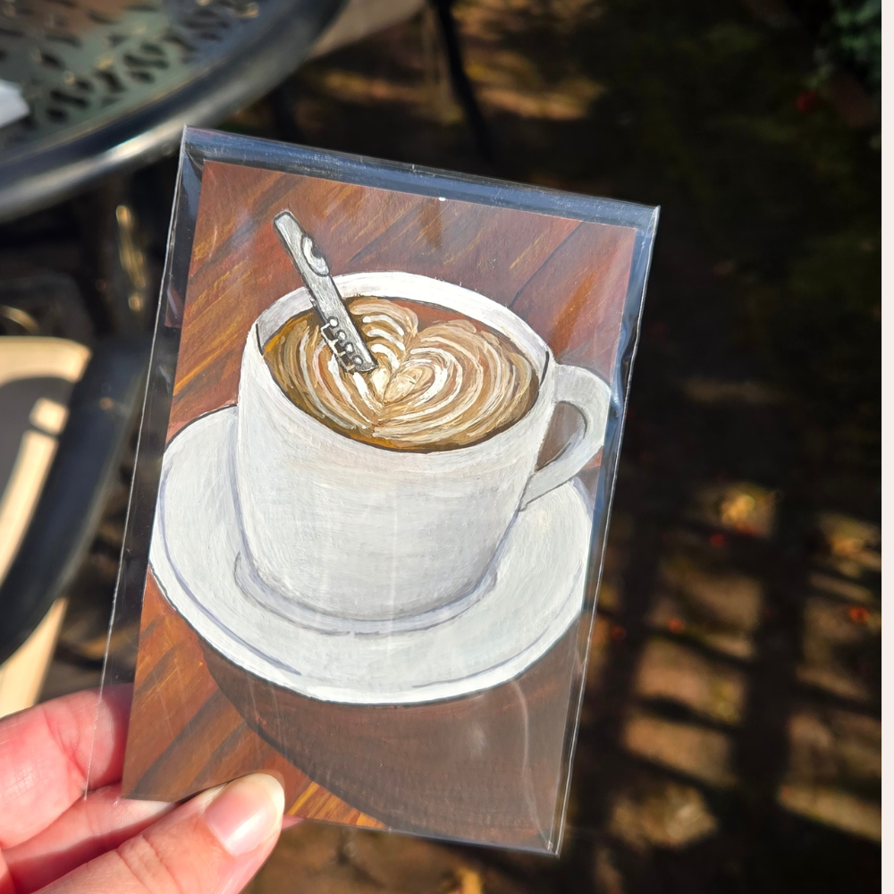 Notes of Espresso – Original 3.5x5 In Gouache Painting