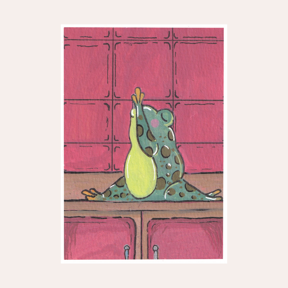 July Art Challenge - Day 8 Frog in Hanumanasana (The Leap of Faith) (5x7) (Digital Download)