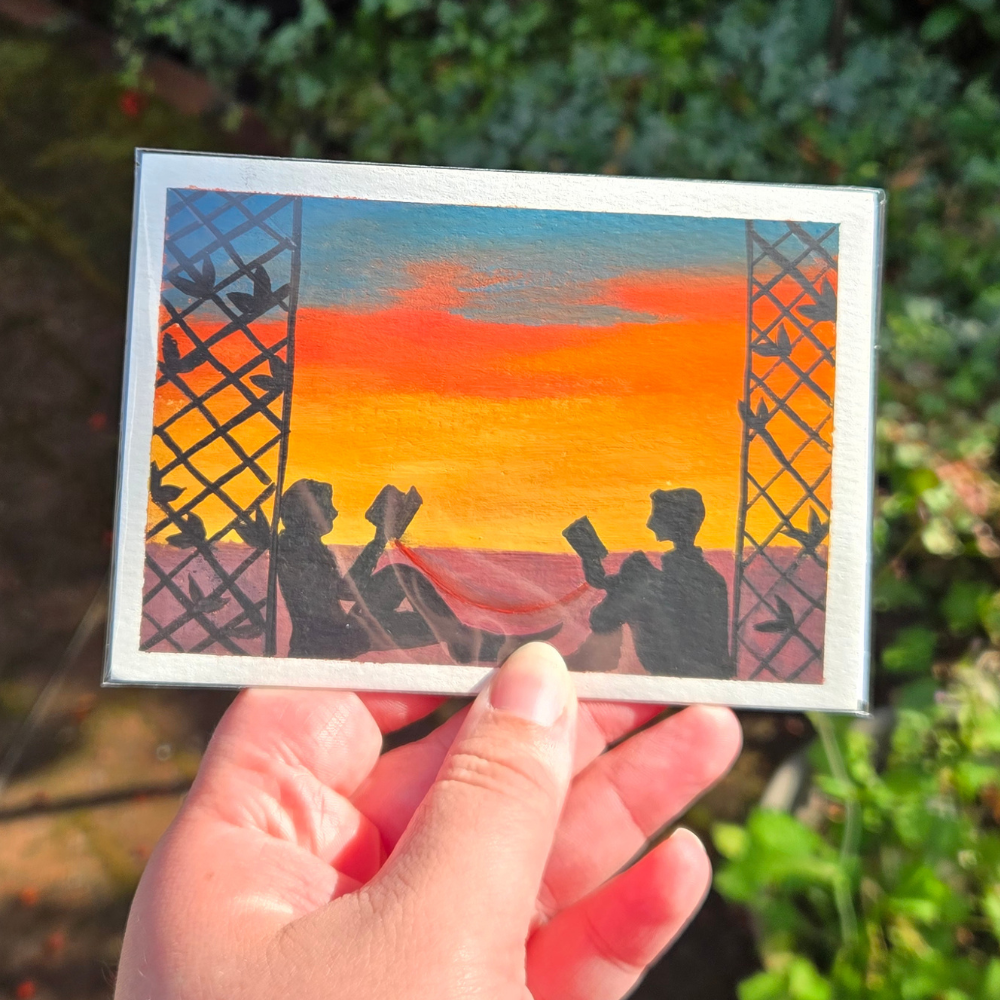 Red String Theory – Original 3.5x5 In Gouache Painting