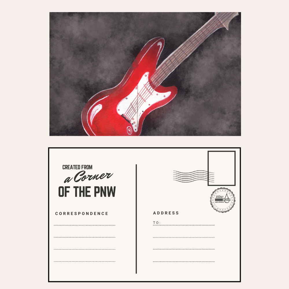 Red Guitar 7.1 x 5.5 Postcard