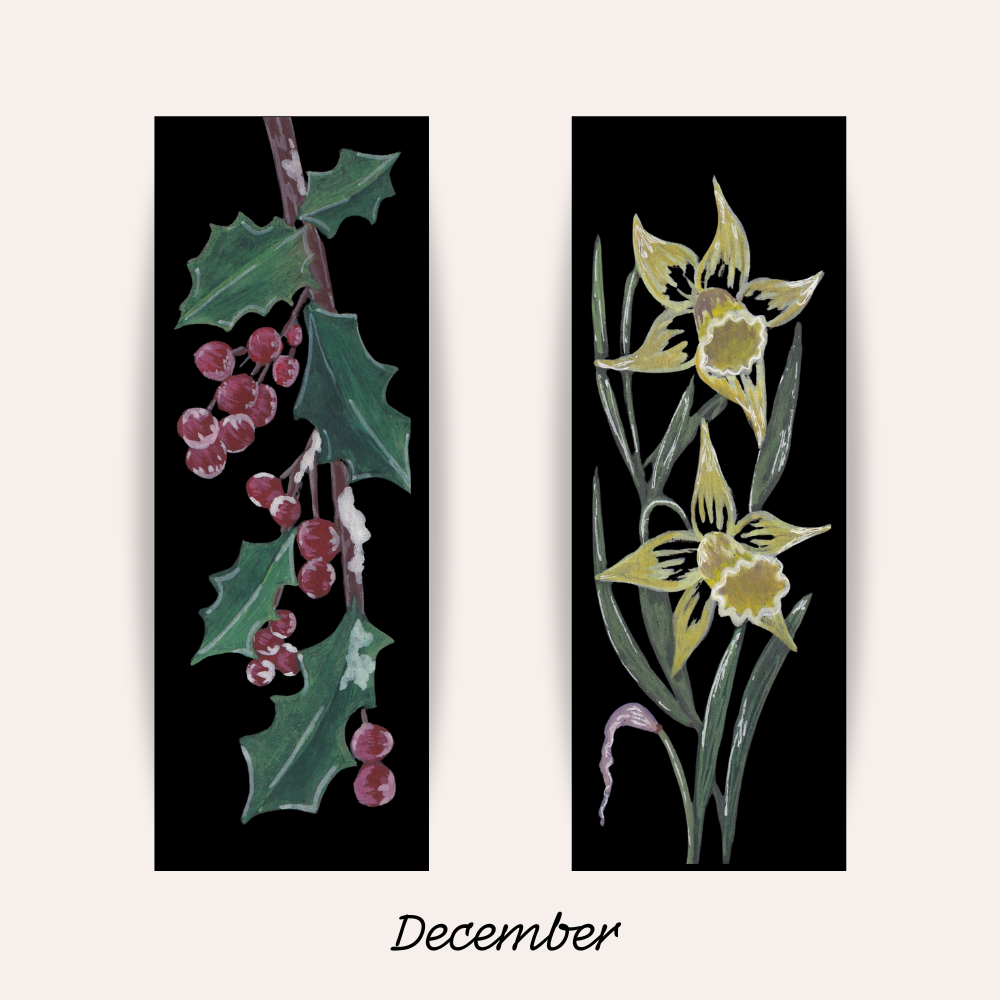 December Birth Flower Bookmark