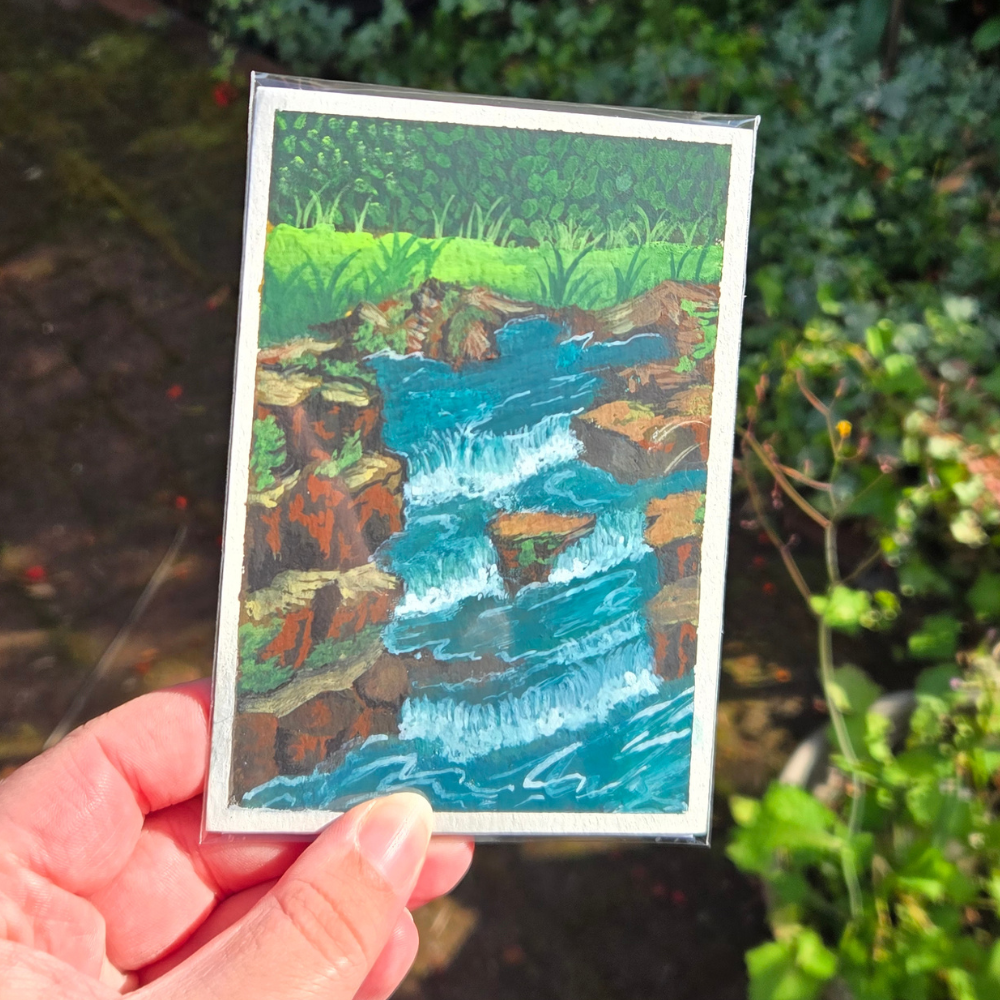 Go With The Flow – Original 3.5x5 In Gouache Painting