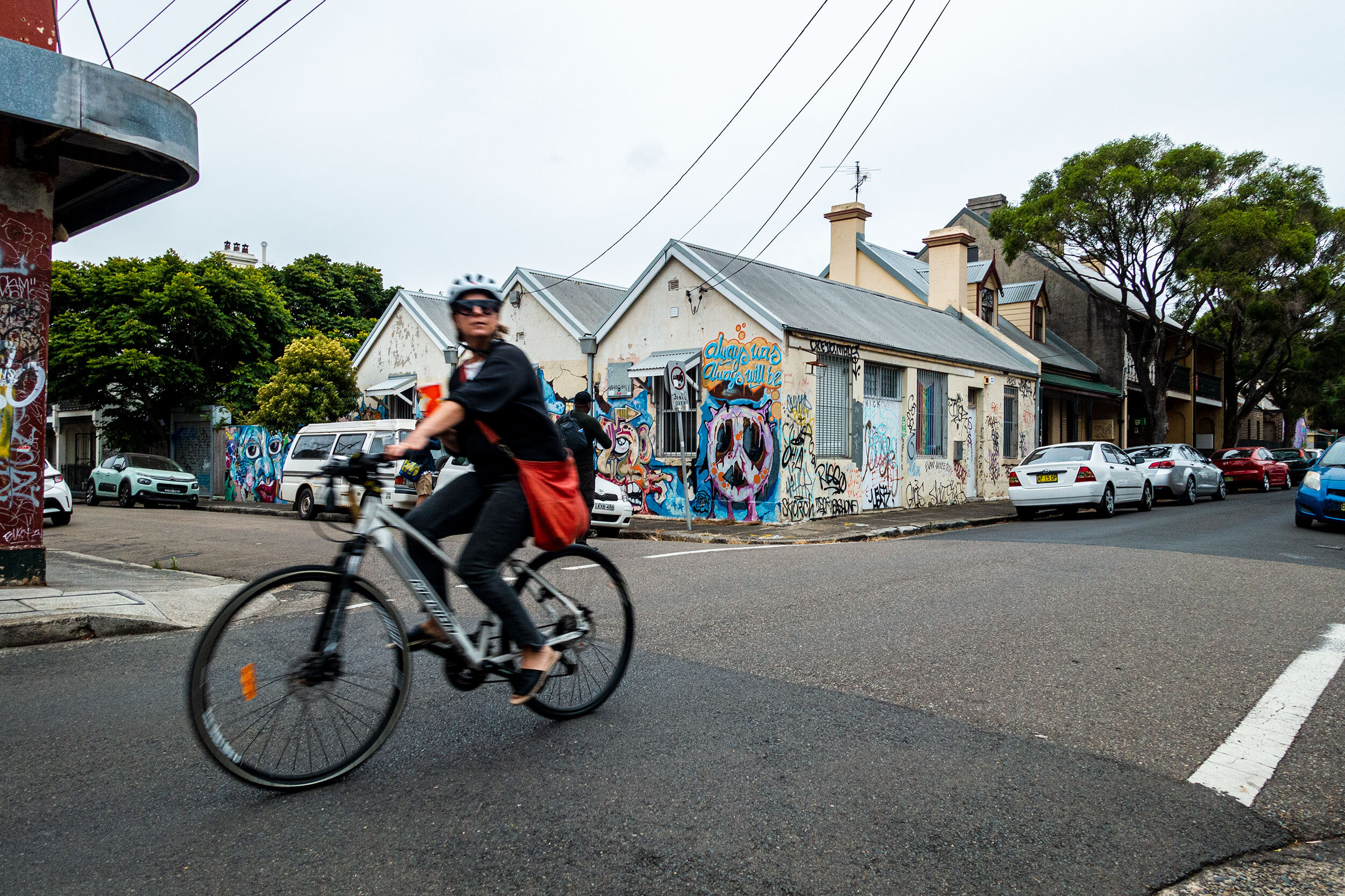 Albermarle Street, Newtown 2020. Always was, always will be, power lines, freedom ride.