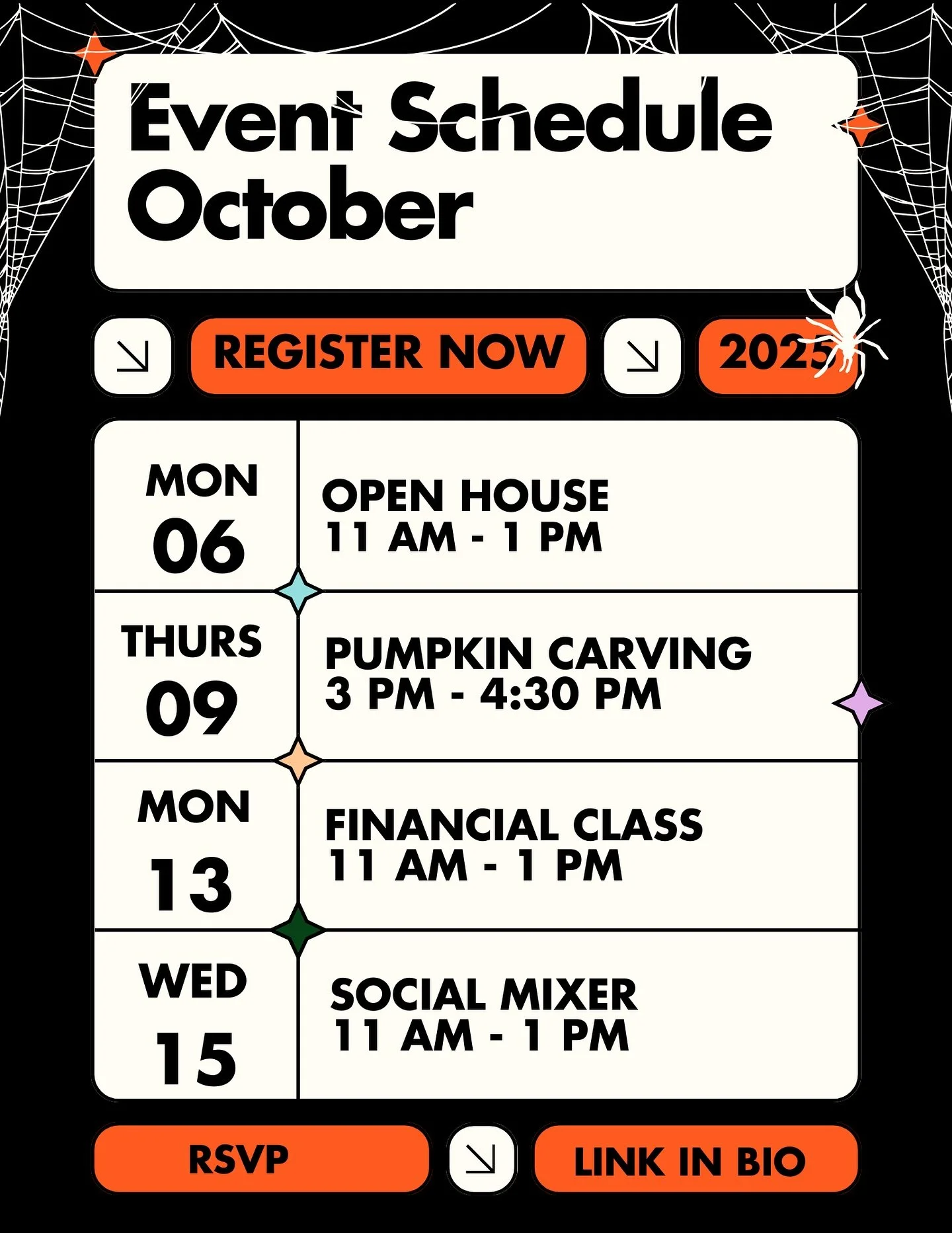 🕷️October at The Social Connection is packed with fun, community, and learning!🕸️
From mixers to pumpkin 🎃 carving, financial wellness to fall hikes, and of course our Halloween celebrations ( there’s something for everyone this month. Don&r