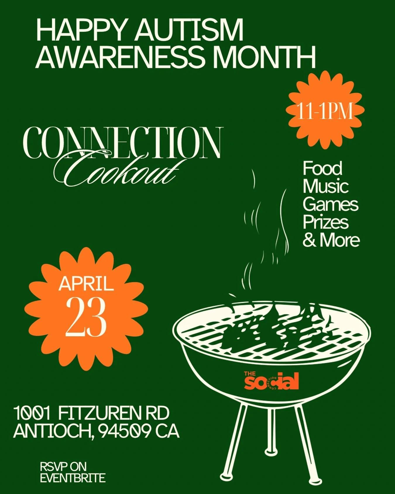 🔥 Join us for a day of connection, community, and celebration! In honor of Autism Awareness Month, we&rsquo;re hosting a fun-filled Connection Cookout with great food, music, games, prizes, and amazing people. Come relax, laugh, and build meaningful