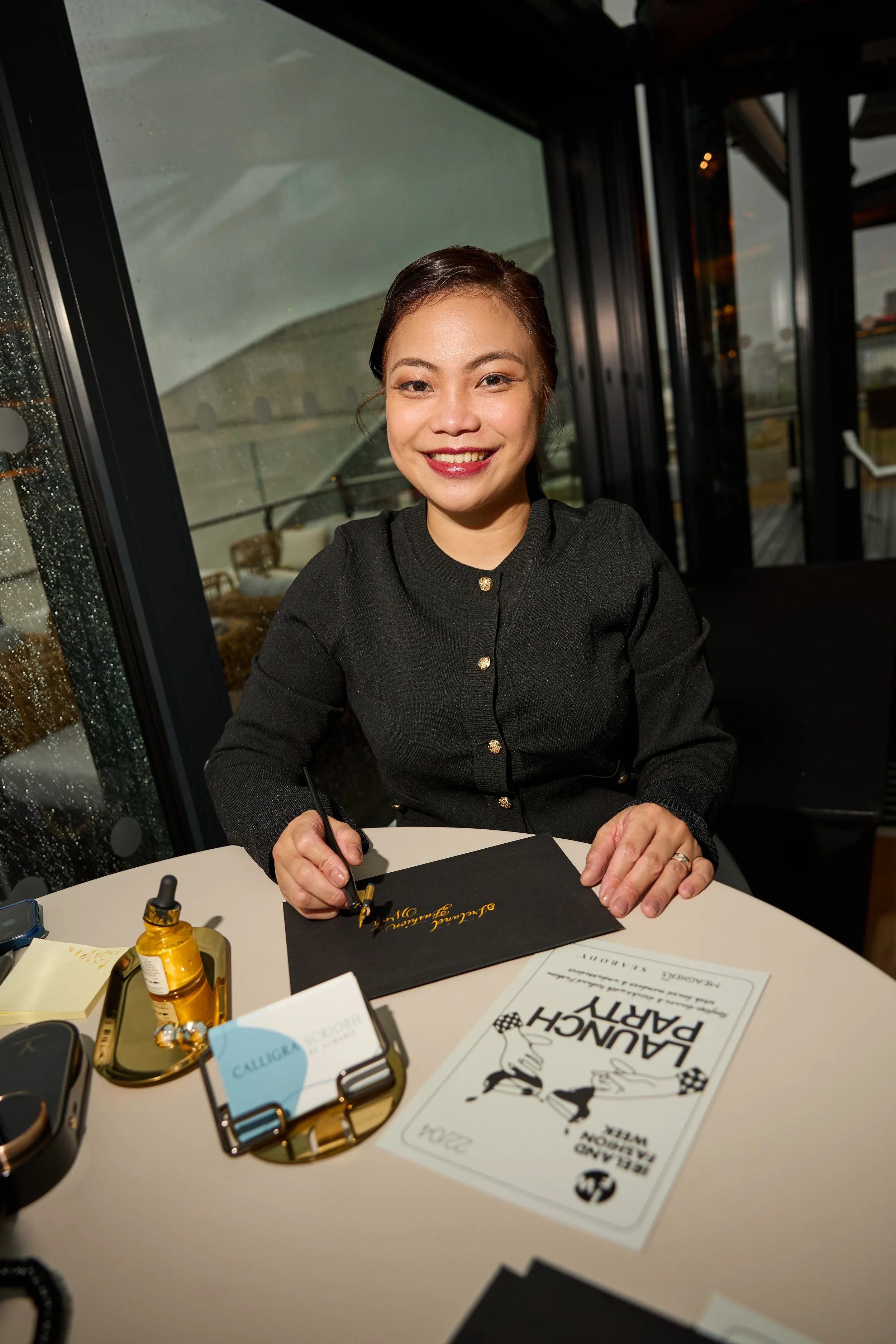 Ireland Fashion Week Dublin calligrapher Ireland calligrapher UK calligrapher EU worldwide calligrapher, engraver painter, brand activation, experiental marketing, live event, live art,  PR launch event personalisation wedding calligrapher business n