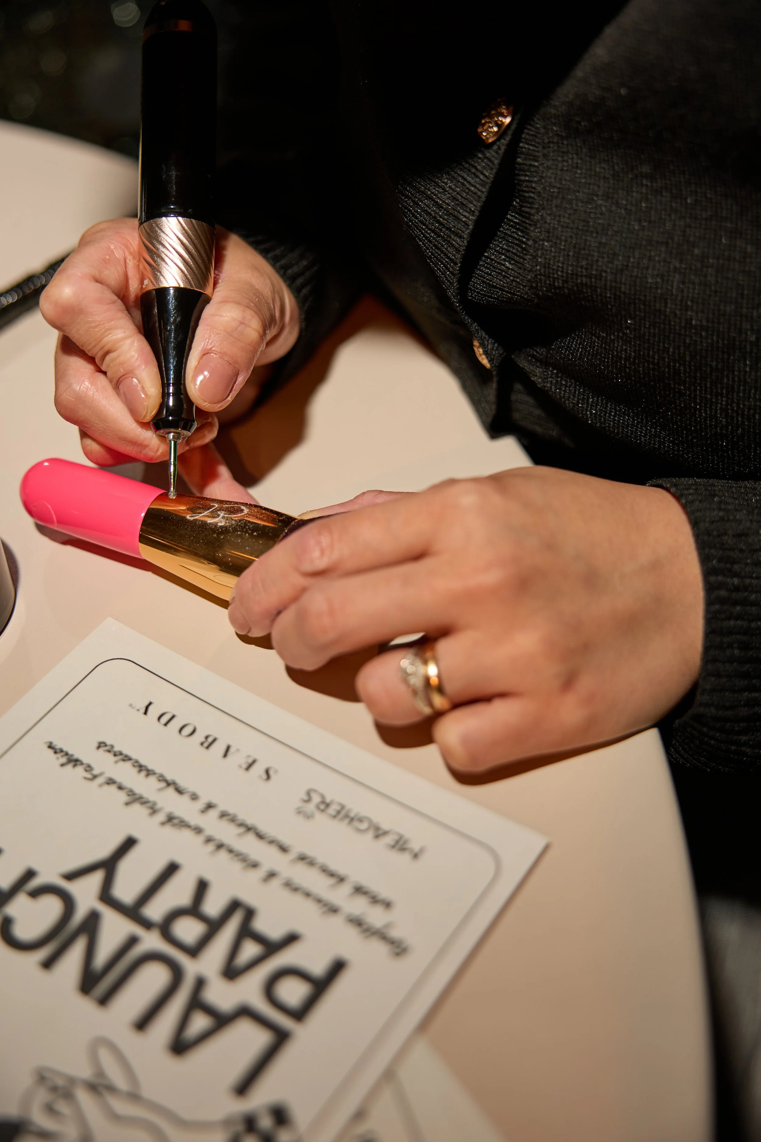 Ireland Fashion Week Dublin calligrapher Ireland calligrapher UK calligrapher EU worldwide calligrapher, engraver painter, brand activation, experiental marketing, live event, live art,  PR launch event personalisation wedding calligrapher business n