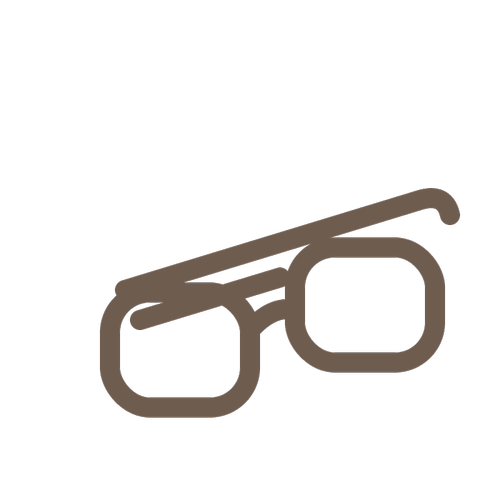 Line drawing of a folded pair of reading glasses