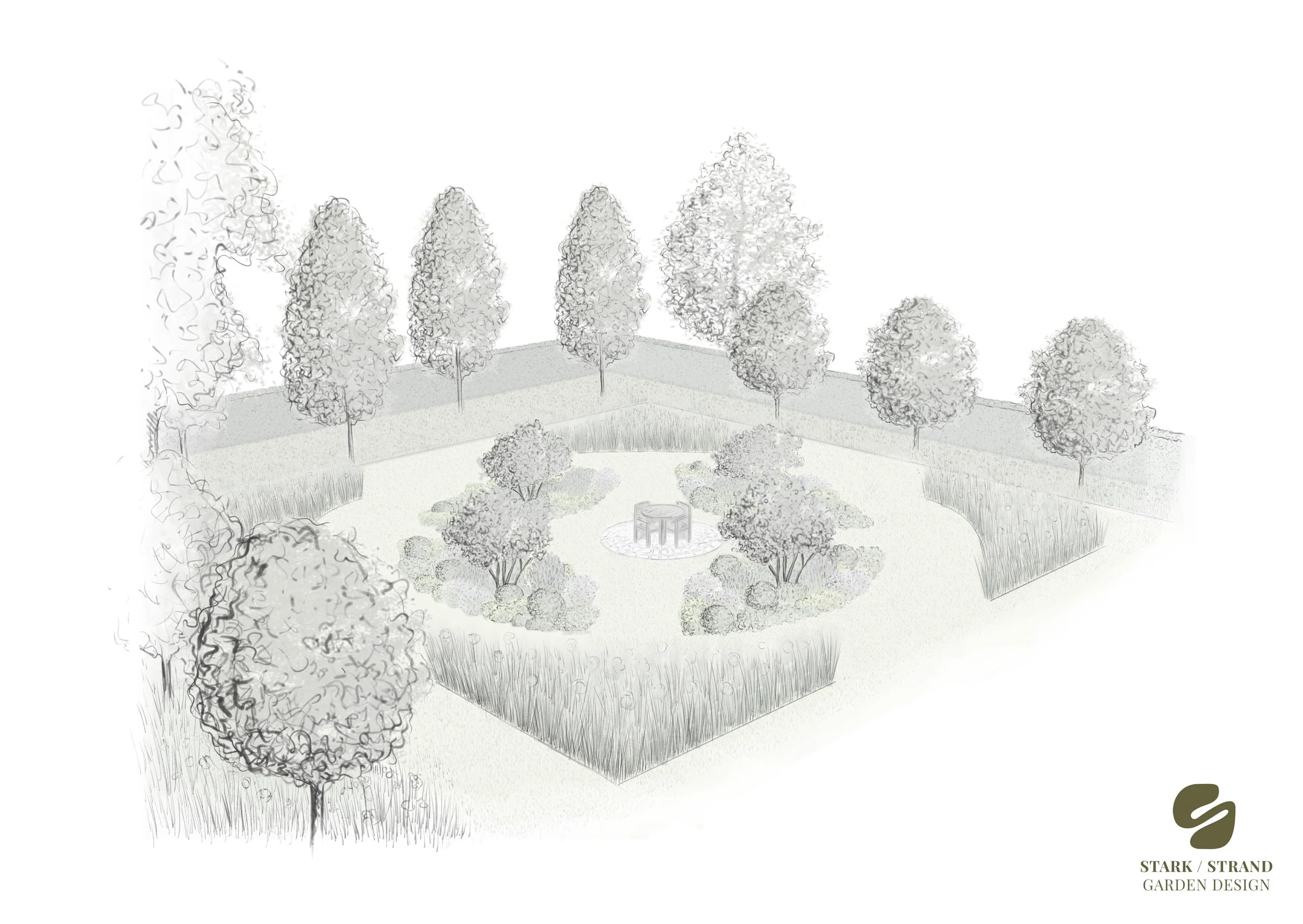 Formal yet wild garden