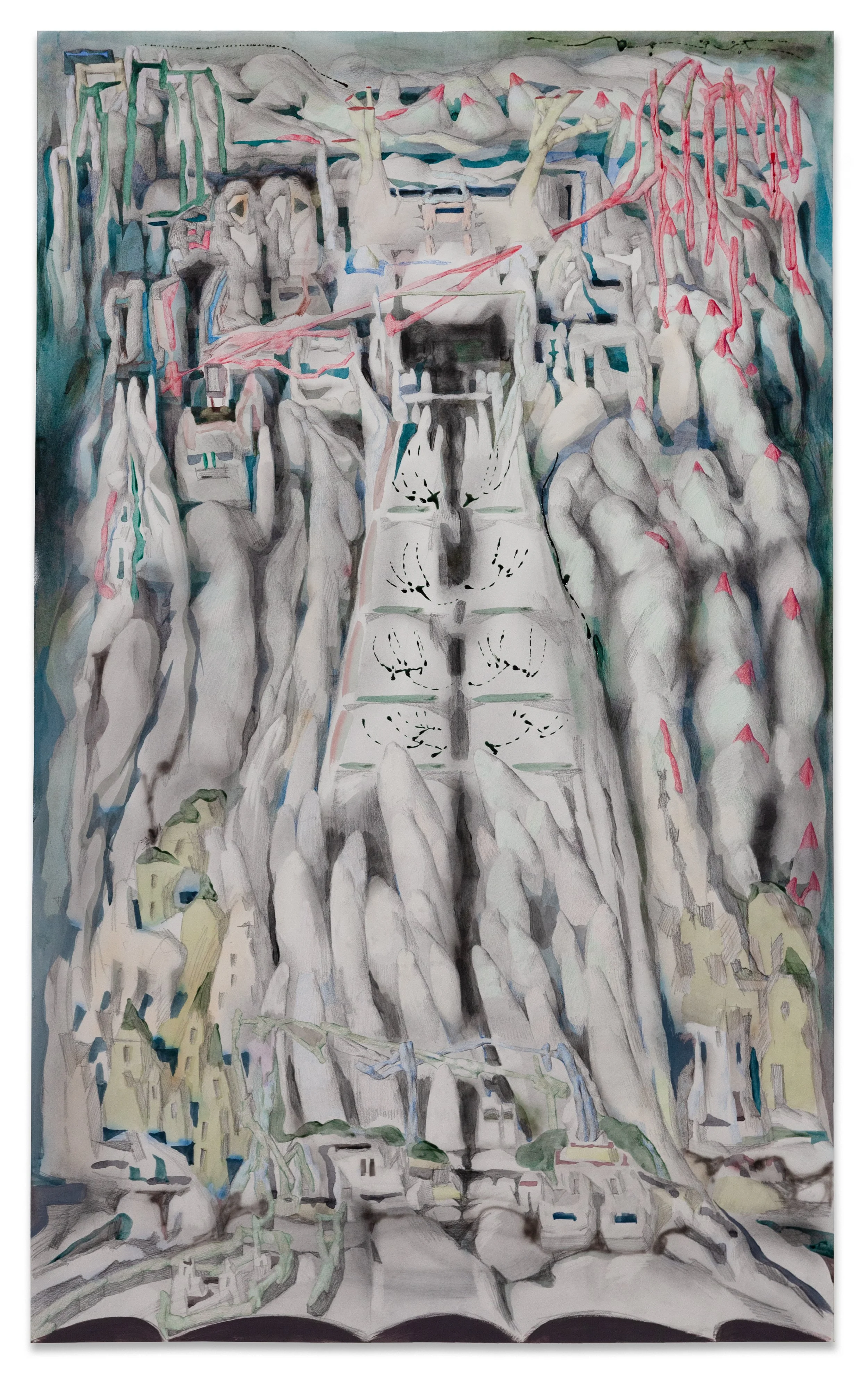 D4.1 [Vertical Pump Station], graphite, acrylic, ink, and colored pencils on paper, 104x66cm, 2024.jpg
