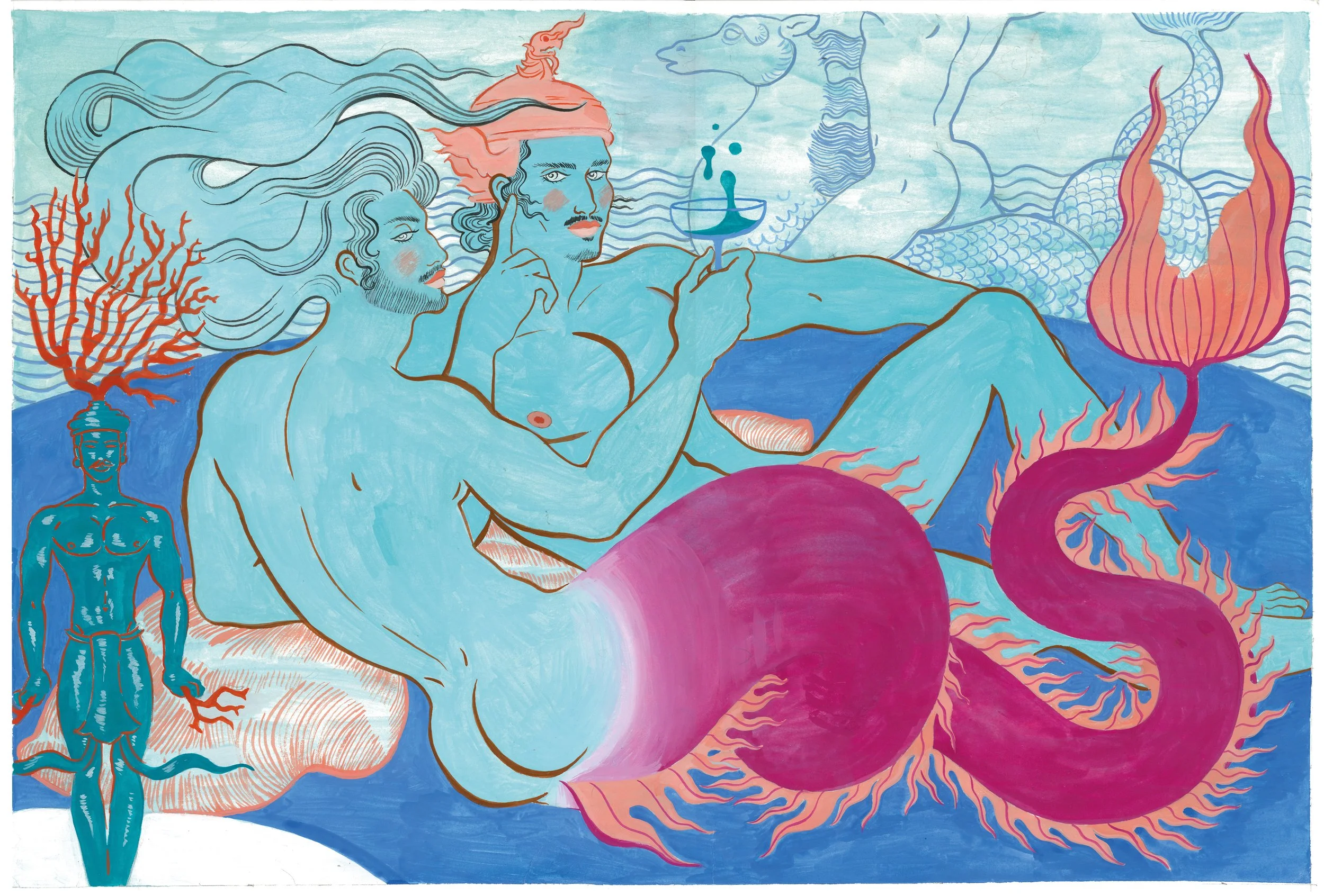  Richie Nath,  Tropic of Cancer,  2026, colored pencil, gouache and watercolour on Canson® Aquarelle paper 60% cotton, 300gsm, acid-free, 38 × 56 cm, framed : 57 x 72 x 2 cm. Courtesy of the artist and Galerie Bao. 