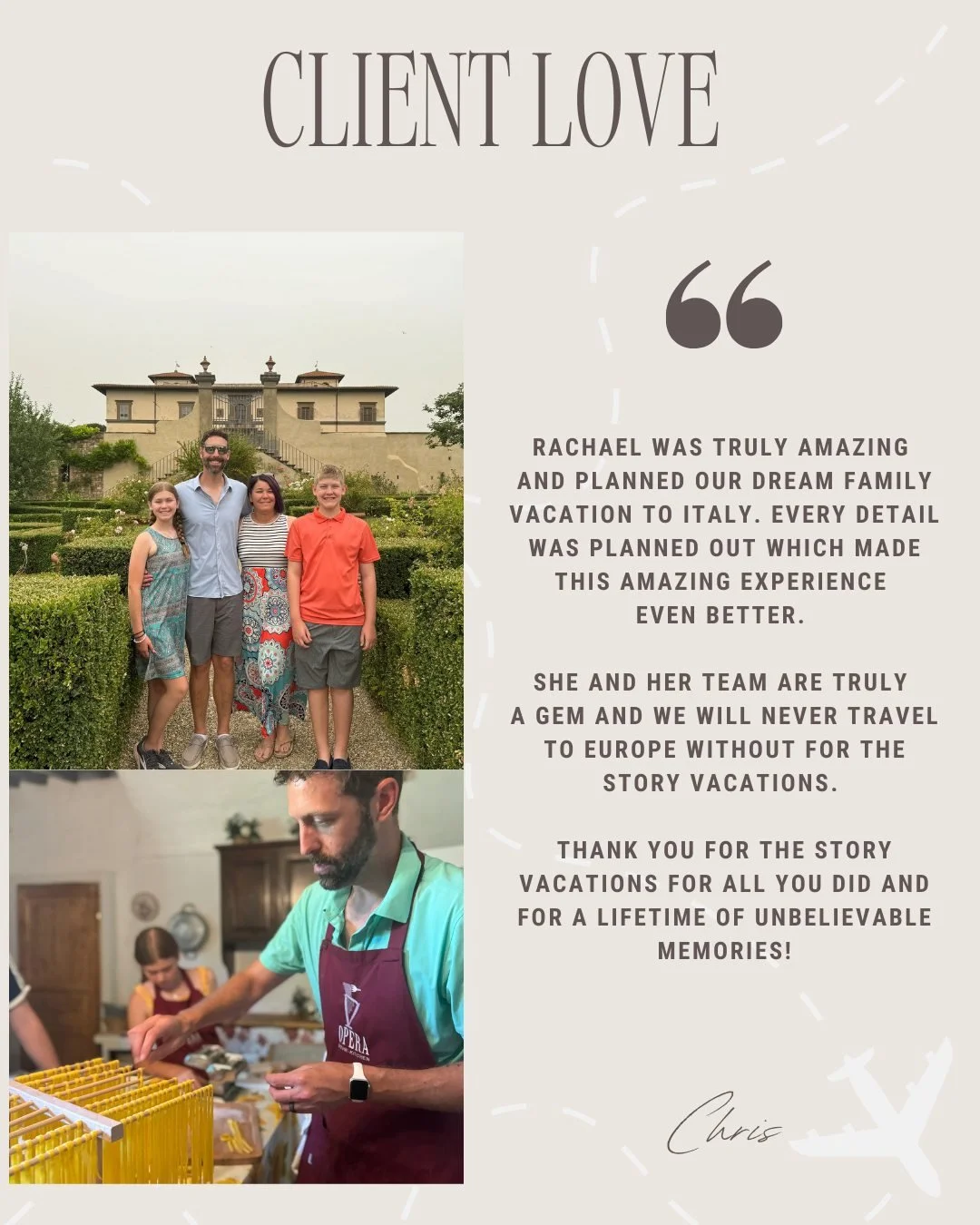 There&rsquo;s nothing better than hearing a family return from Europe with memories they&rsquo;ll carry for a lifetime. Italy has a way of creating those moments &mdash; and so does a trip planned with intention from start to finish. ✨

We&rsquo;re e