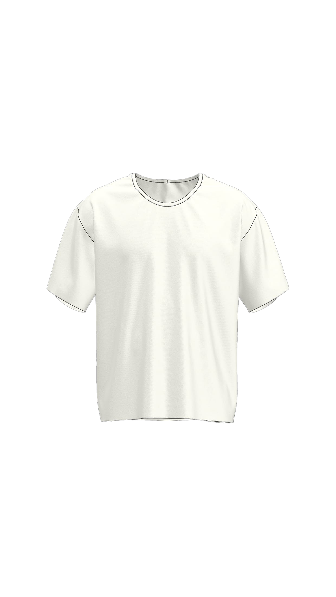 A plain white T-shirt displayed against a black background.
