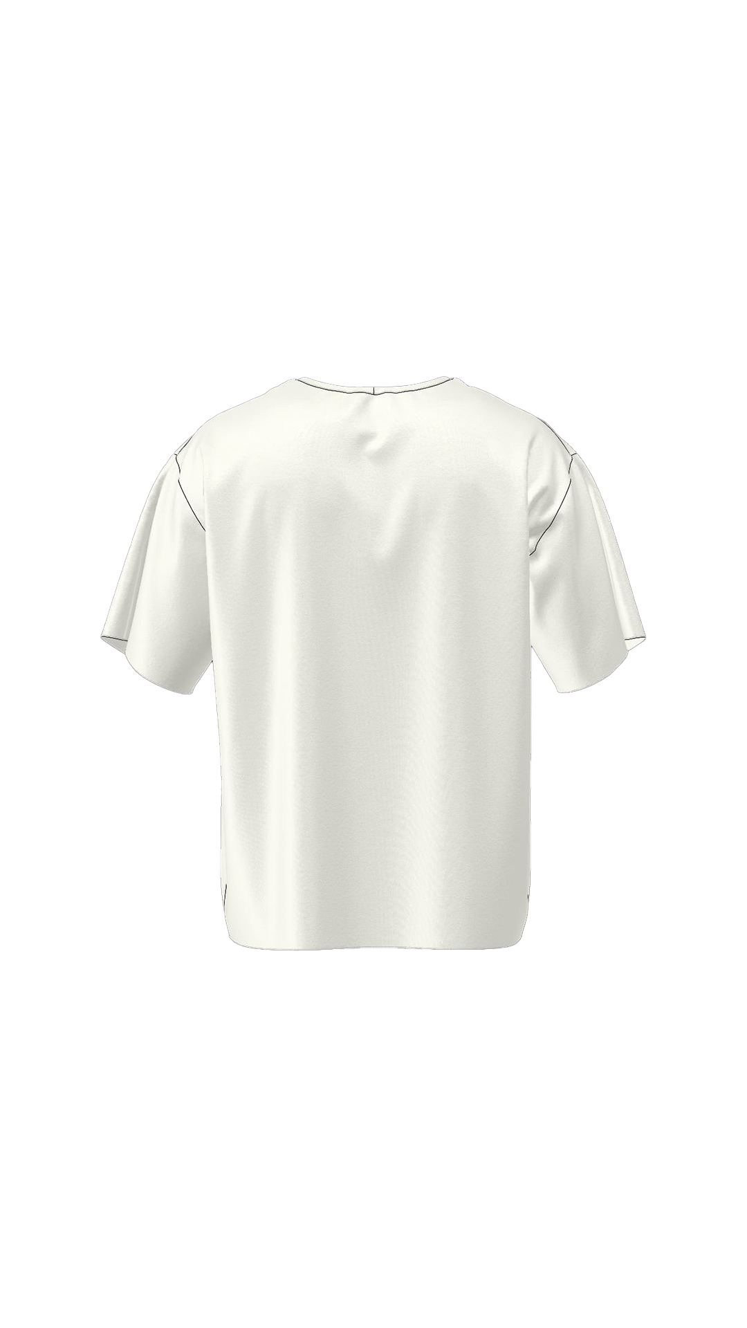 White T-shirt displayed on a digital mannequin against a black background.