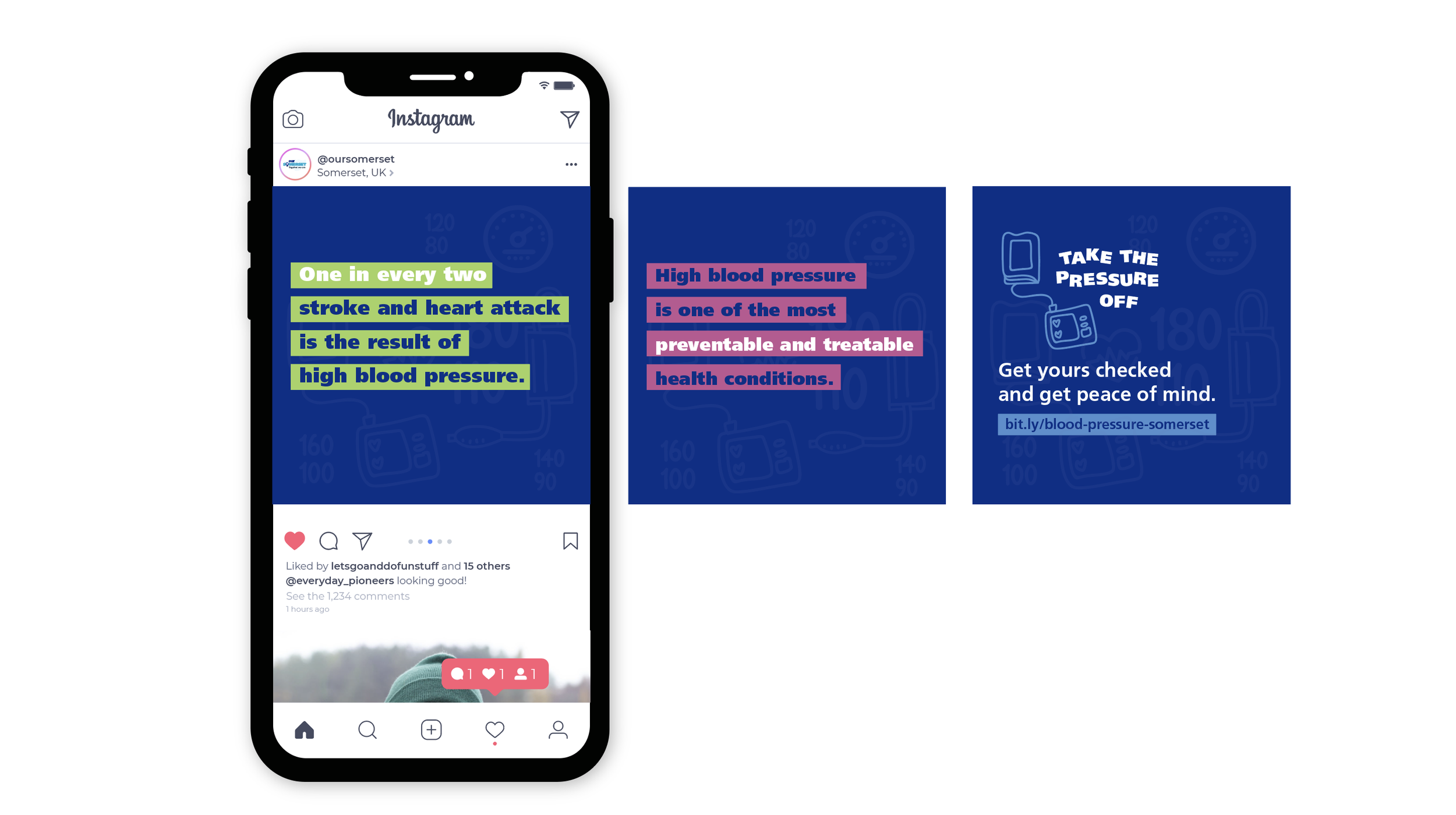 Mock up of social media posts on phone