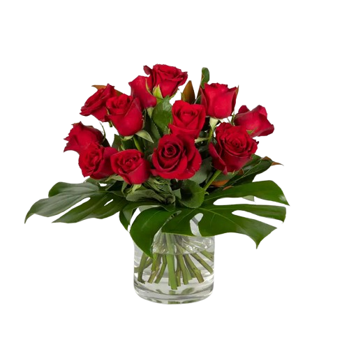 12 Columbian Roses (Vase)